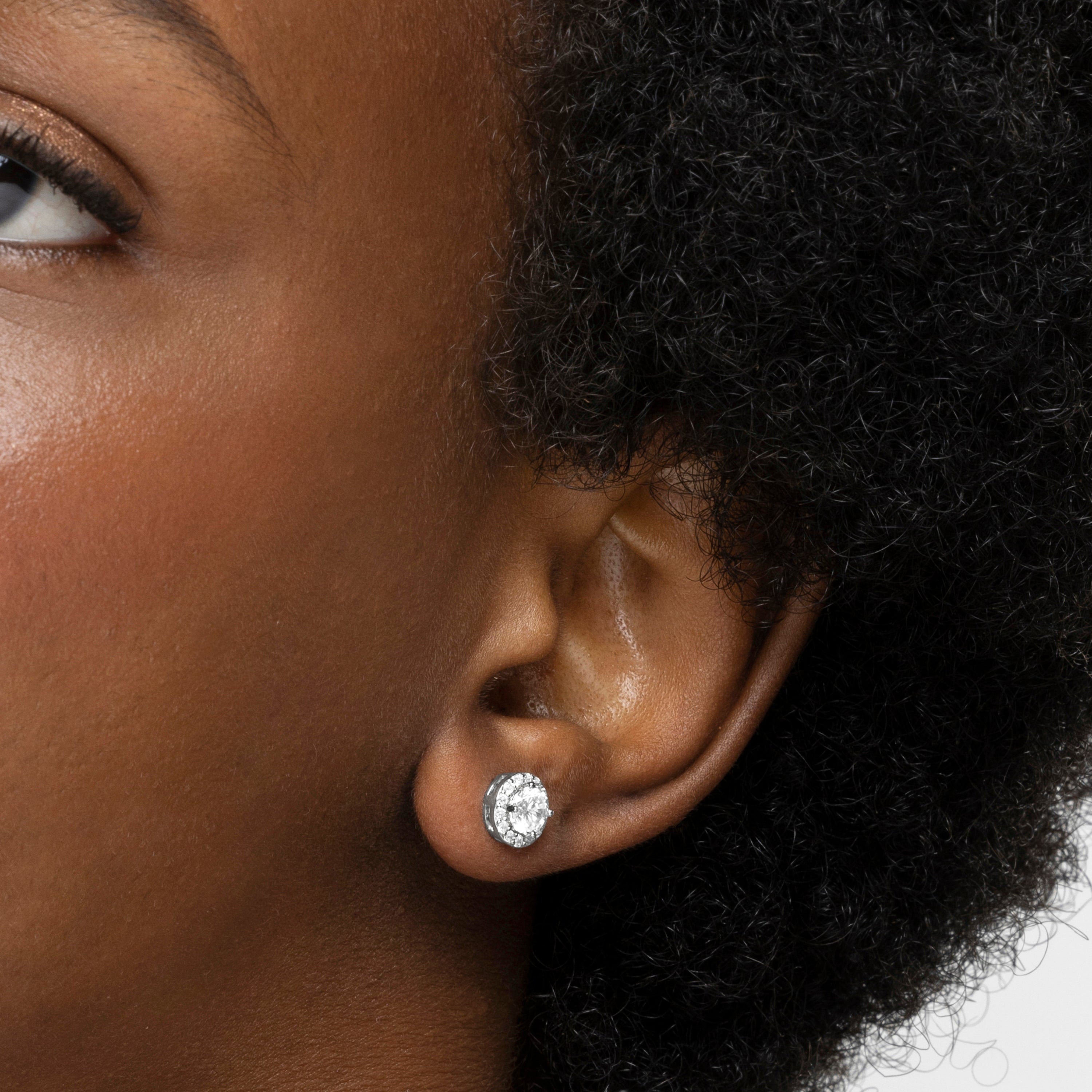 Boucles d'oreilles en argent sterling 925 avec zircon brillant finition rhodium - Miryon