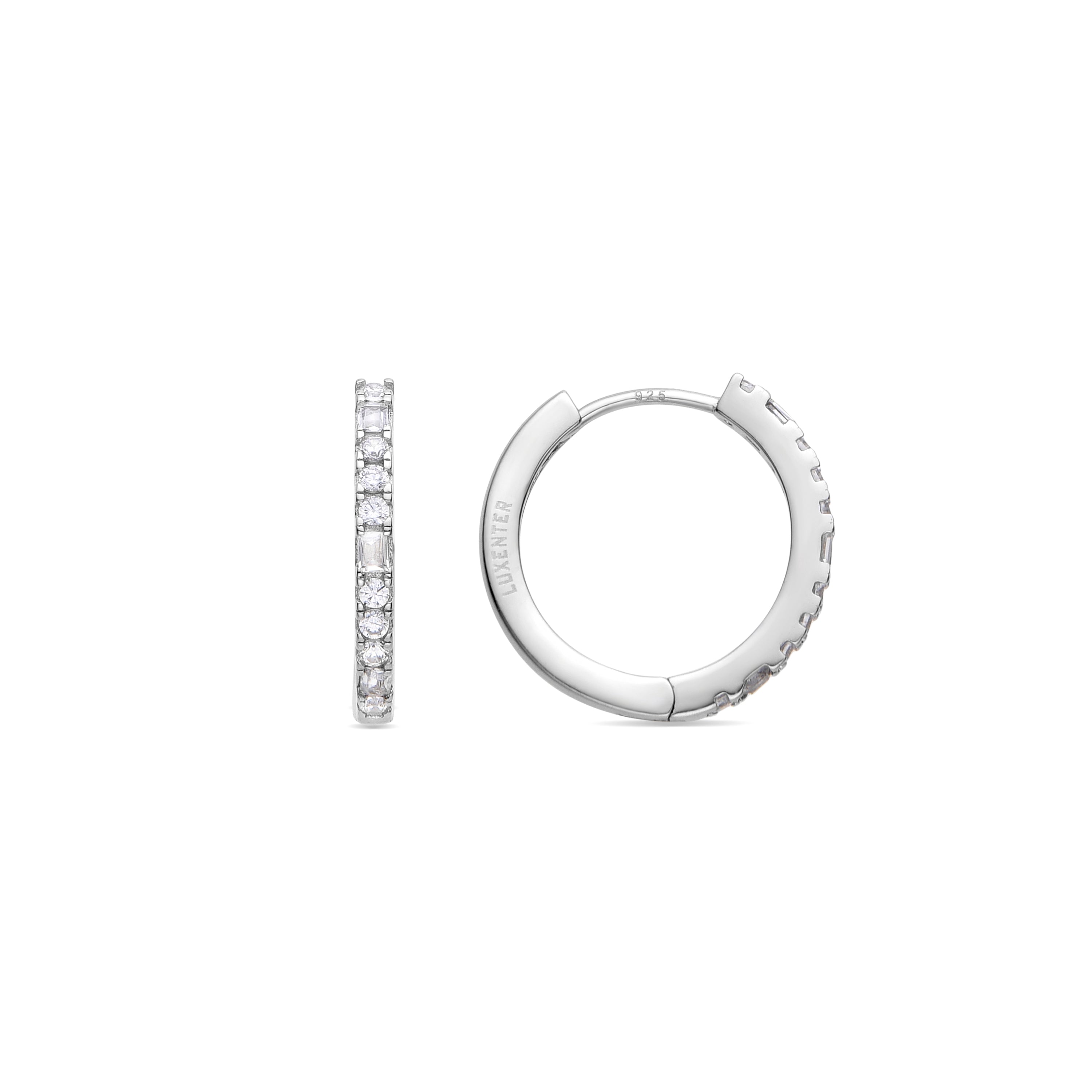 925 Sterling Silver Earrings with Brilliant Zirconia finished in Rhodium - Lujae