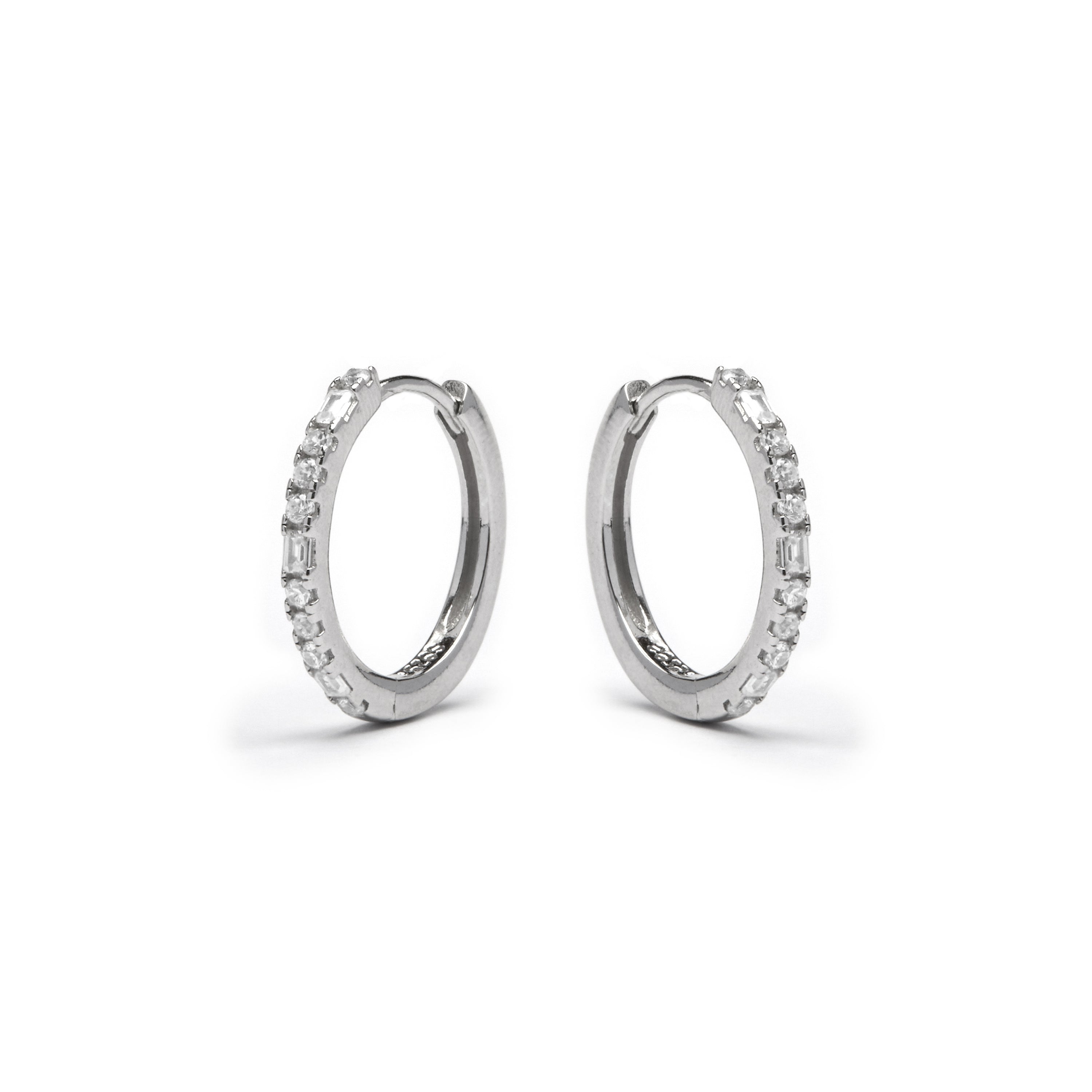 925 Sterling Silver Earrings with Brilliant Zirconia finished in Rhodium - Lujae
