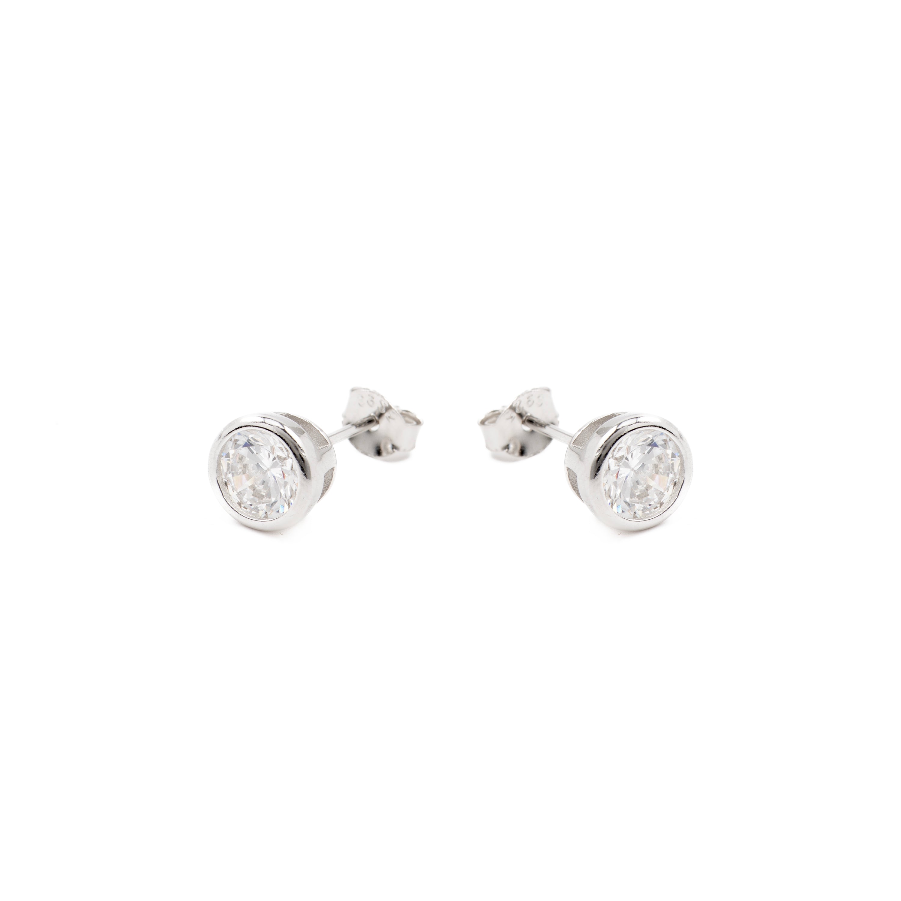 Orecchini in Argento Sterling 925 con Zirconia Brillante finiti in rodio - Redder