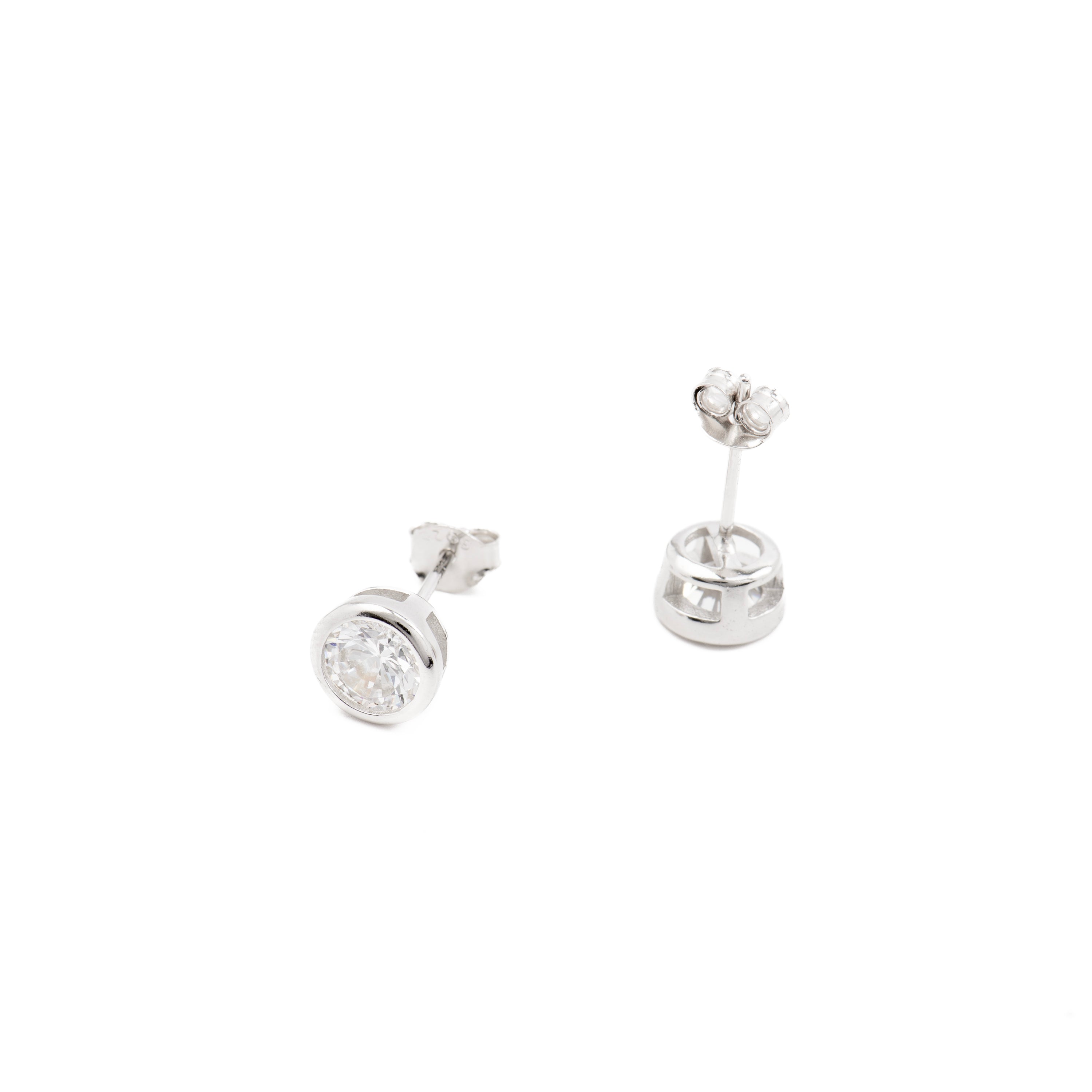 Orecchini in Argento Sterling 925 con Zirconia Brillante finiti in rodio - Redder