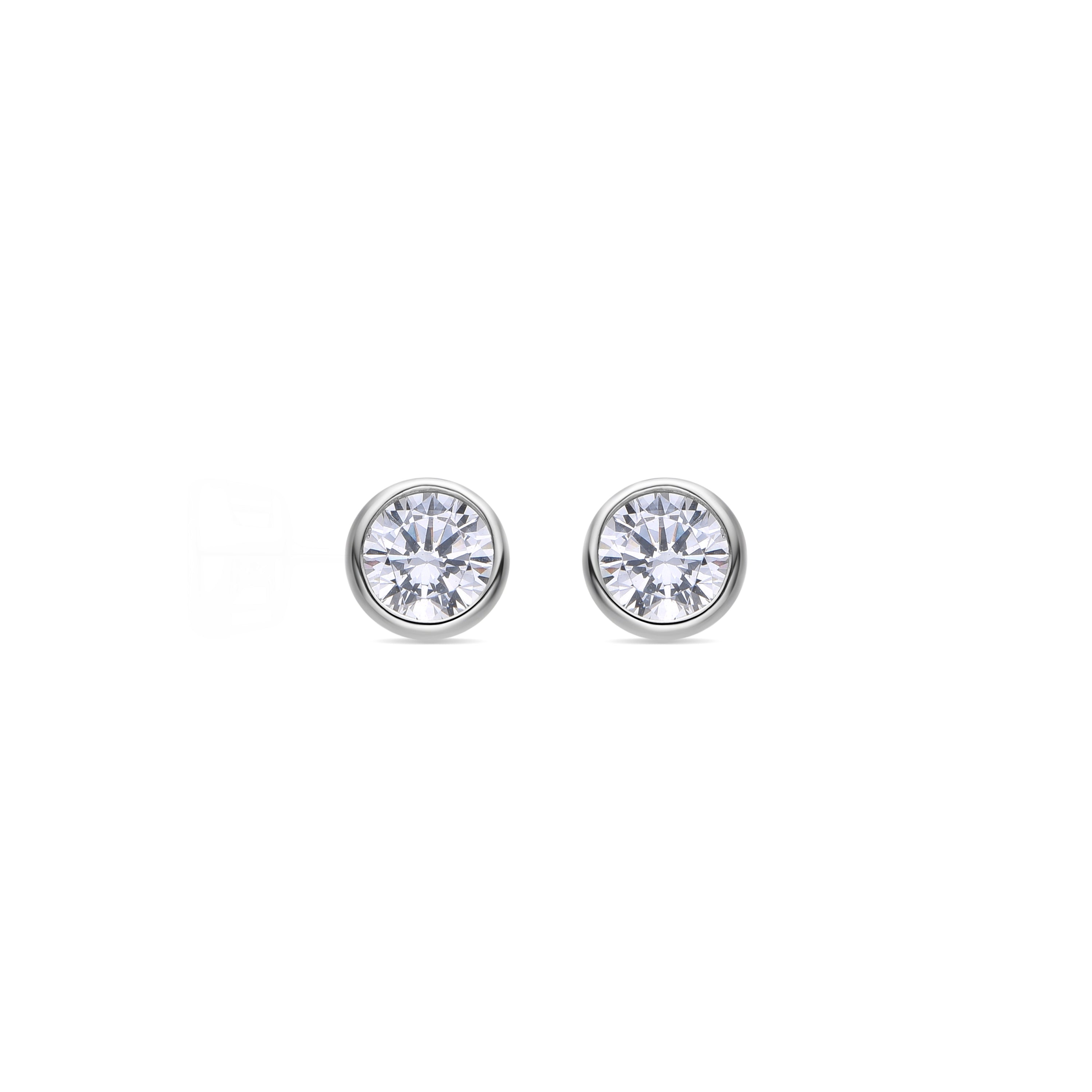 Orecchini in Argento Sterling 925 con Zirconia Brillante finiti in rodio - Redder