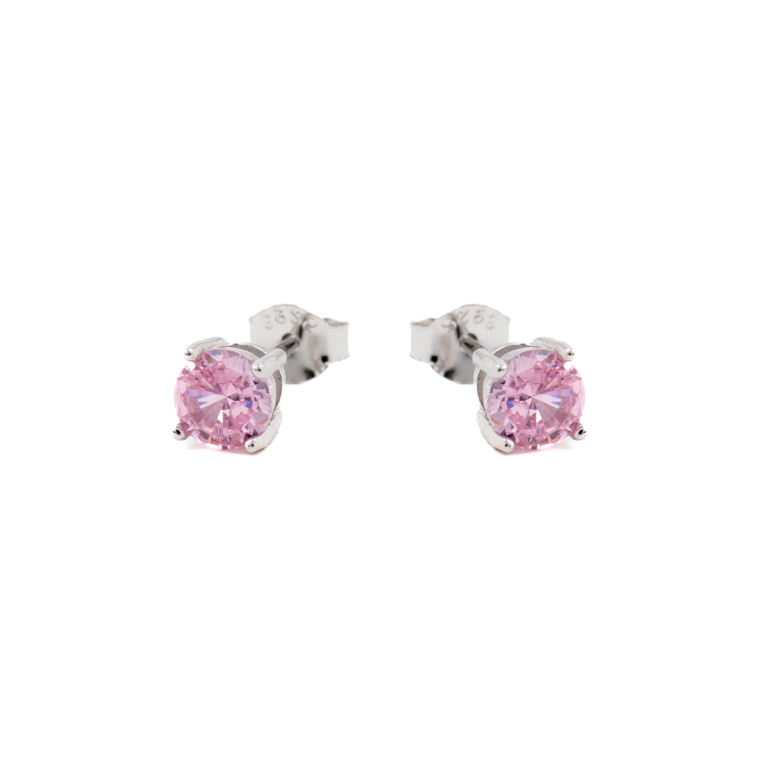 Pendientes de Plata de Ley 925 con Circonita Rosa acabado Rodio - Iona