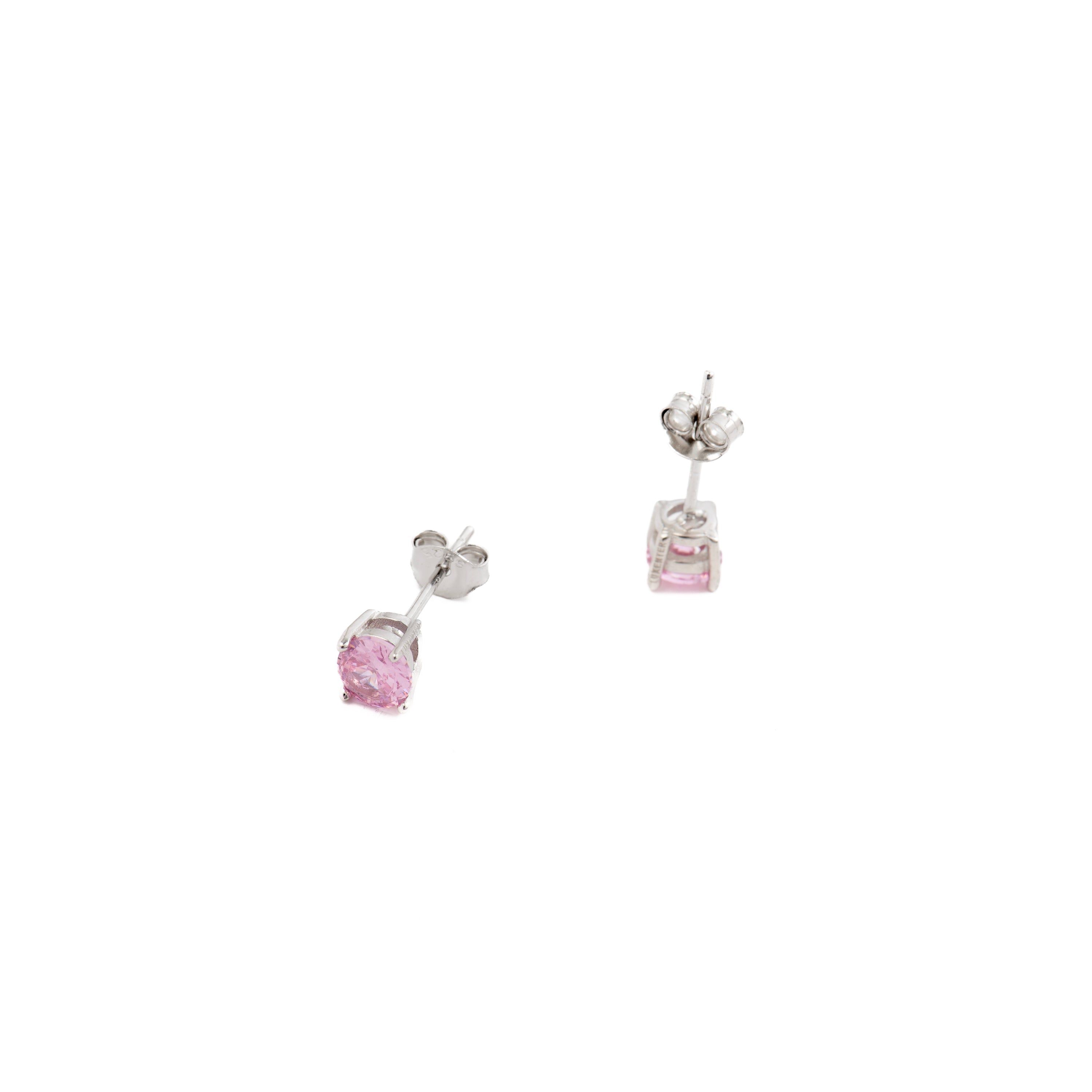 Pendientes de Plata de Ley 925 con Circonita Rosa acabado Rodio - Iona