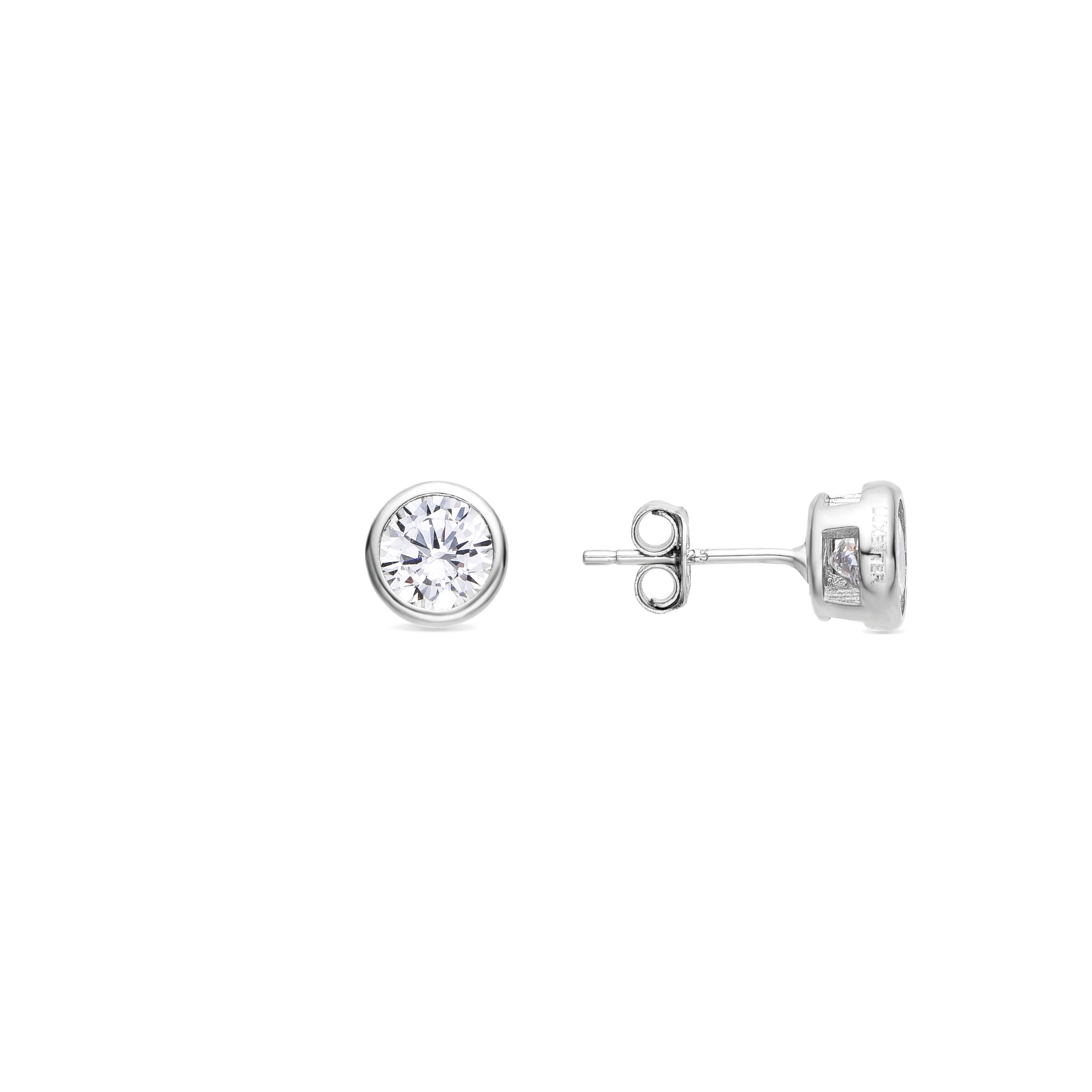 Ohrringe aus 925er Sterlingsilber mit funkelndem Zirkonia, rhodiniert - Basili