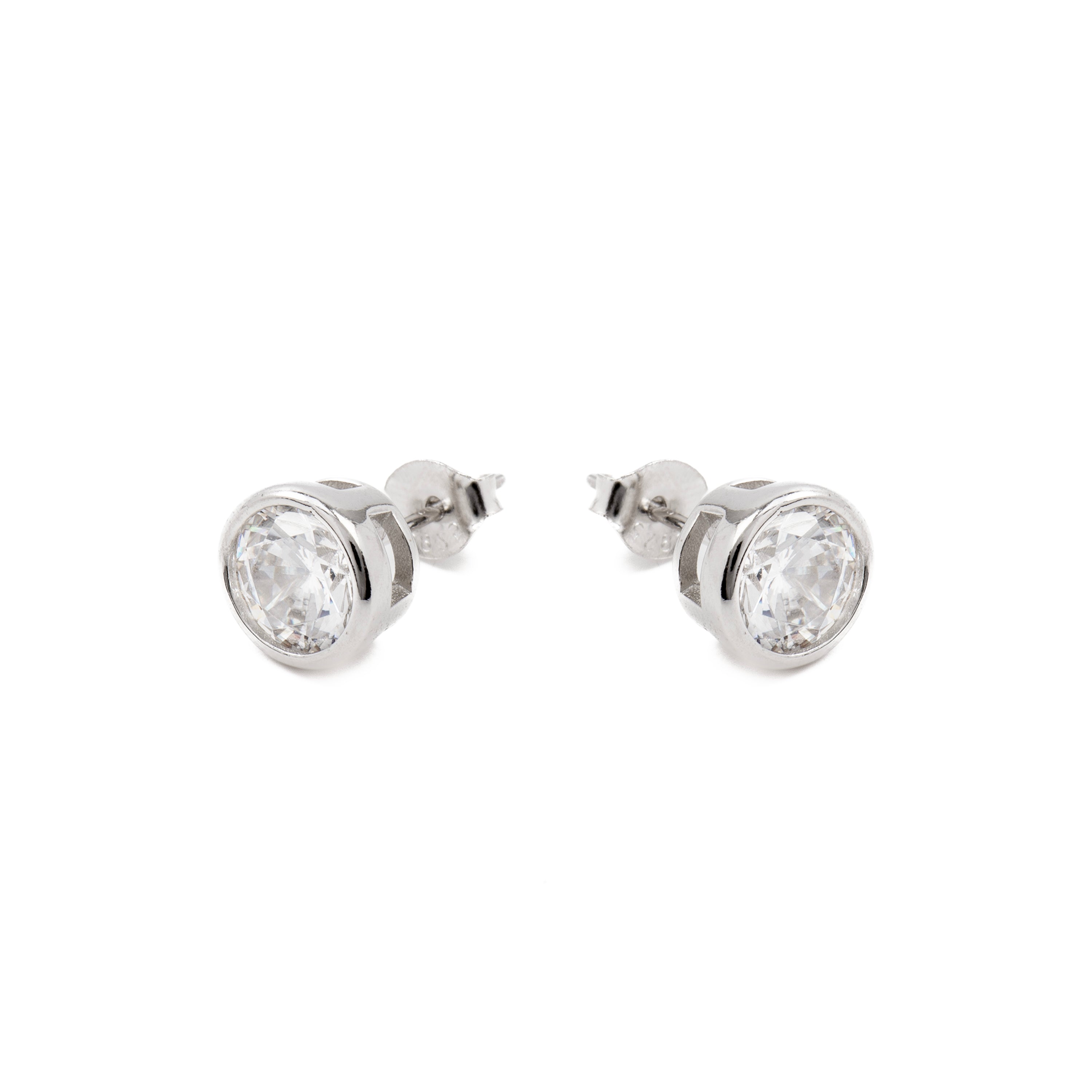 925 Sterling Silver Earrings with Brilliant Zirconia Rhodium Finish - Basili