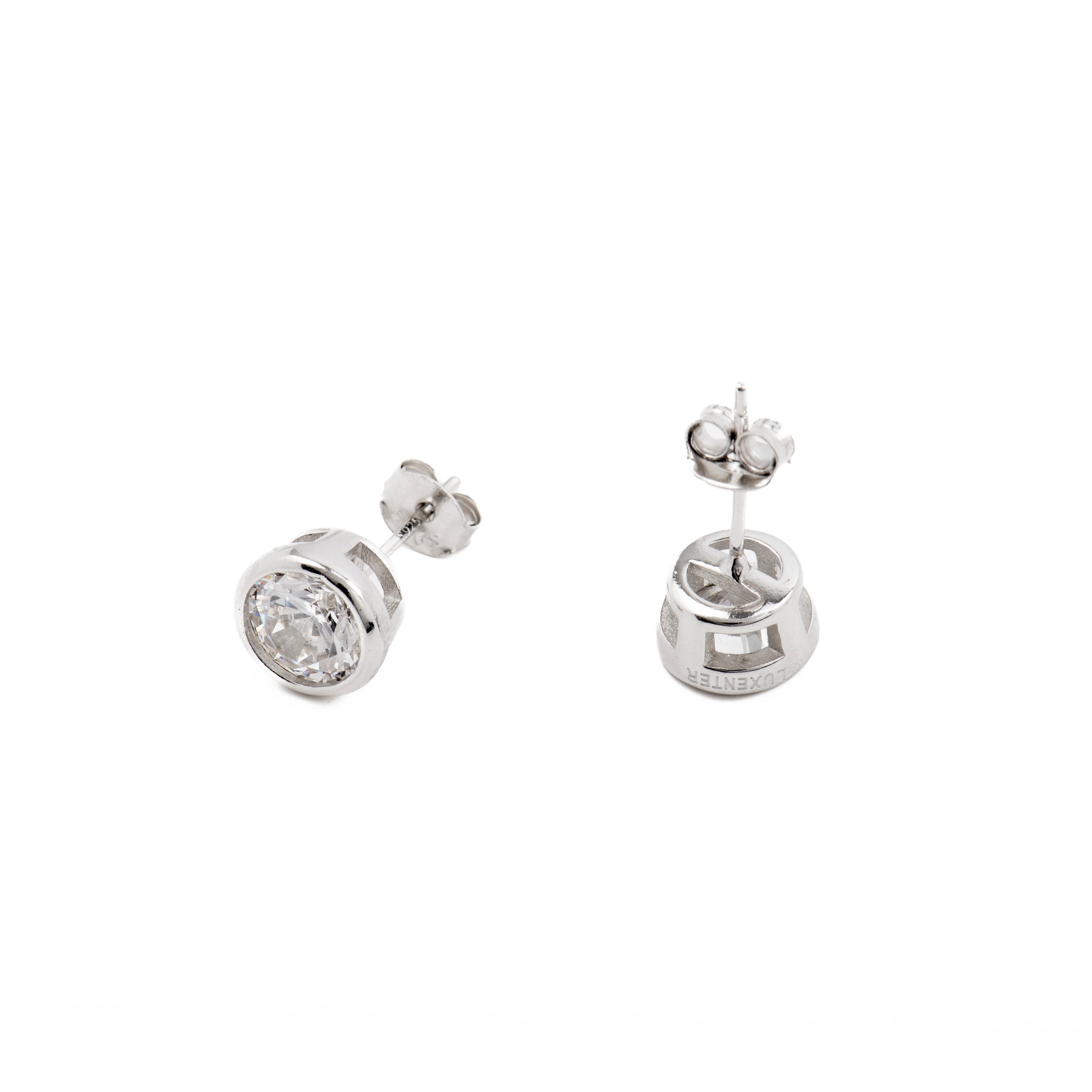 925 Sterling Silver Earrings with Brilliant Zirconia Rhodium Finish - Basili