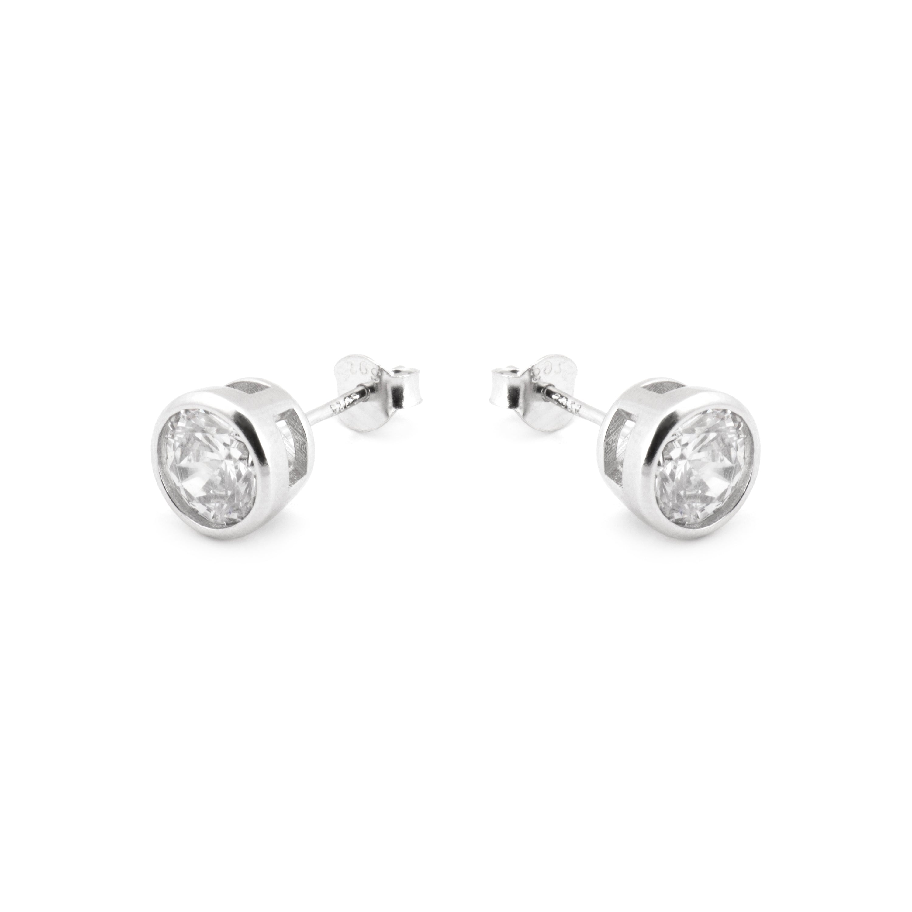 Pendientes de Plata de Ley 925 con Circonita Brillante acabado Rodio - Basili