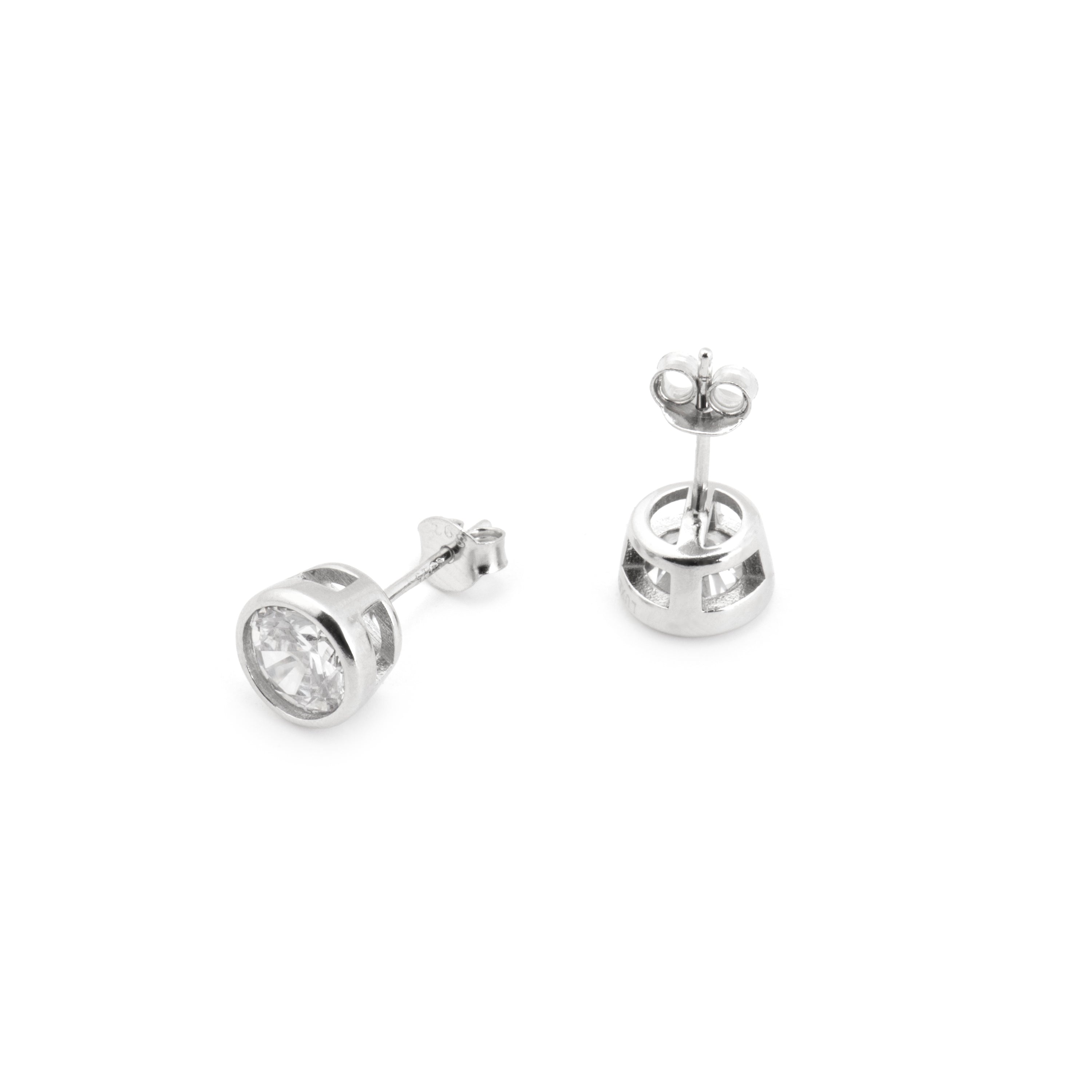 Pendientes de Plata de Ley 925 con Circonita Brillante acabado Rodio - Basili