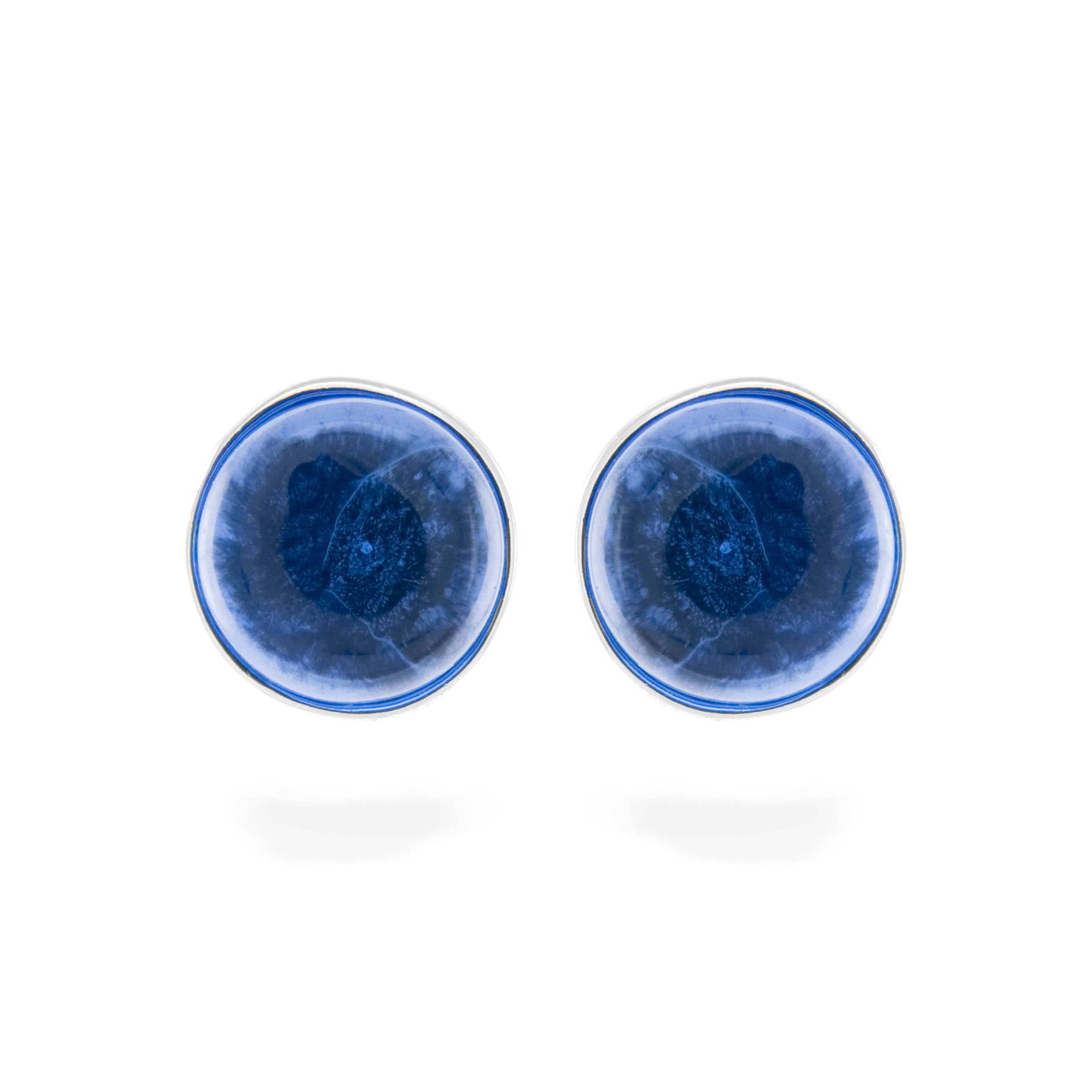 925 Sterling Silver Earrings with Hydrothermal Quartz Lapis Lazuli finished in rhodium - Essential