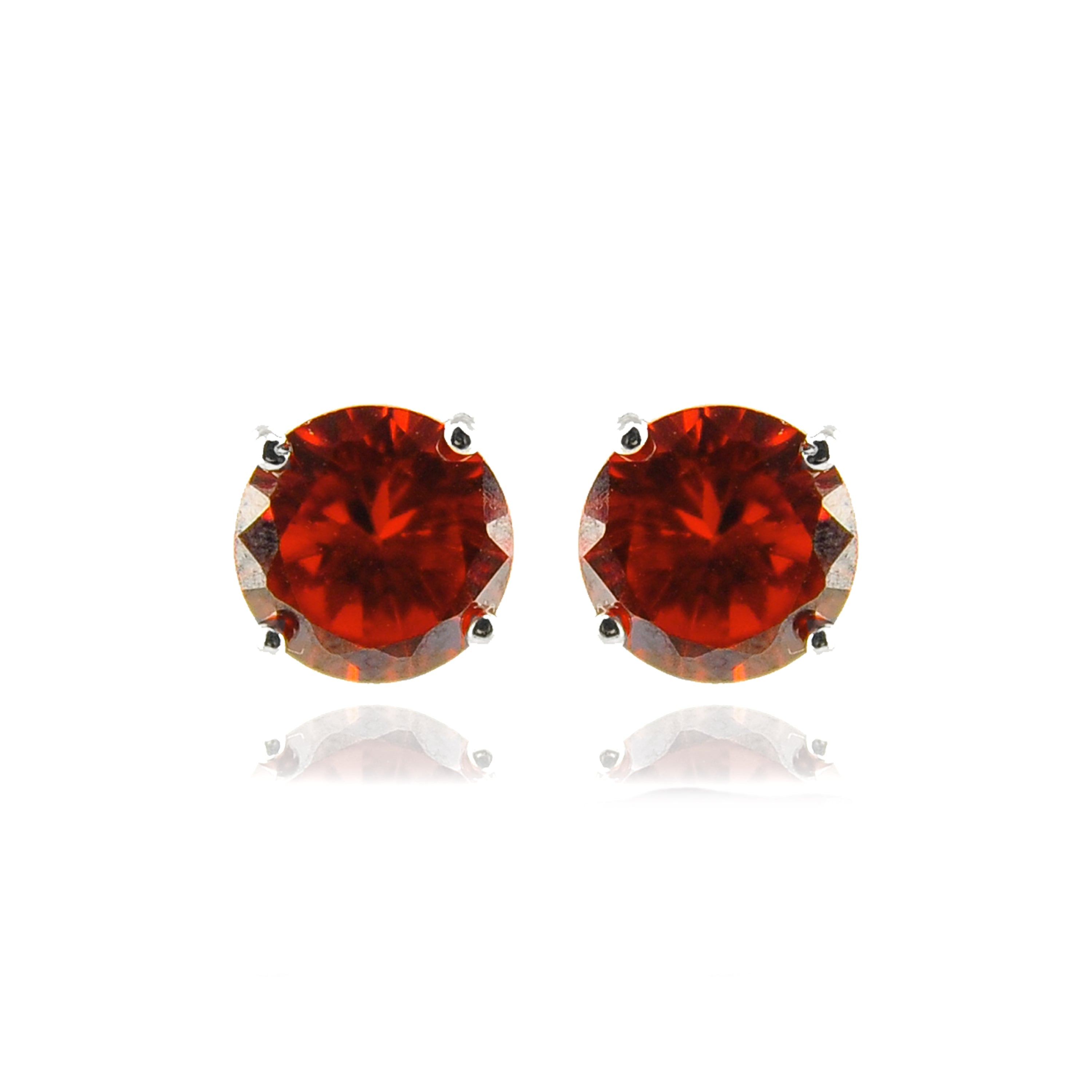 925 Sterling Silver Earrings with Ruby Zirconia finished in rhodium - Yedia