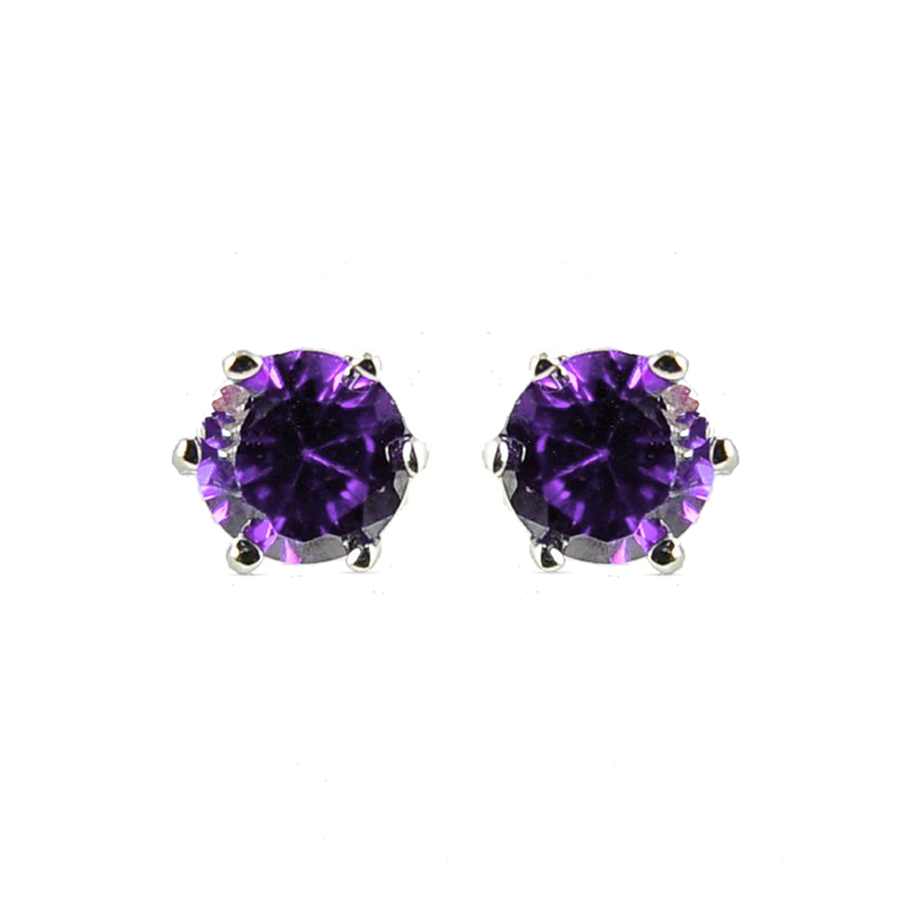 925 Sterling Silver Earrings with Amethyst Zirconia finished in rhodium - Yedia