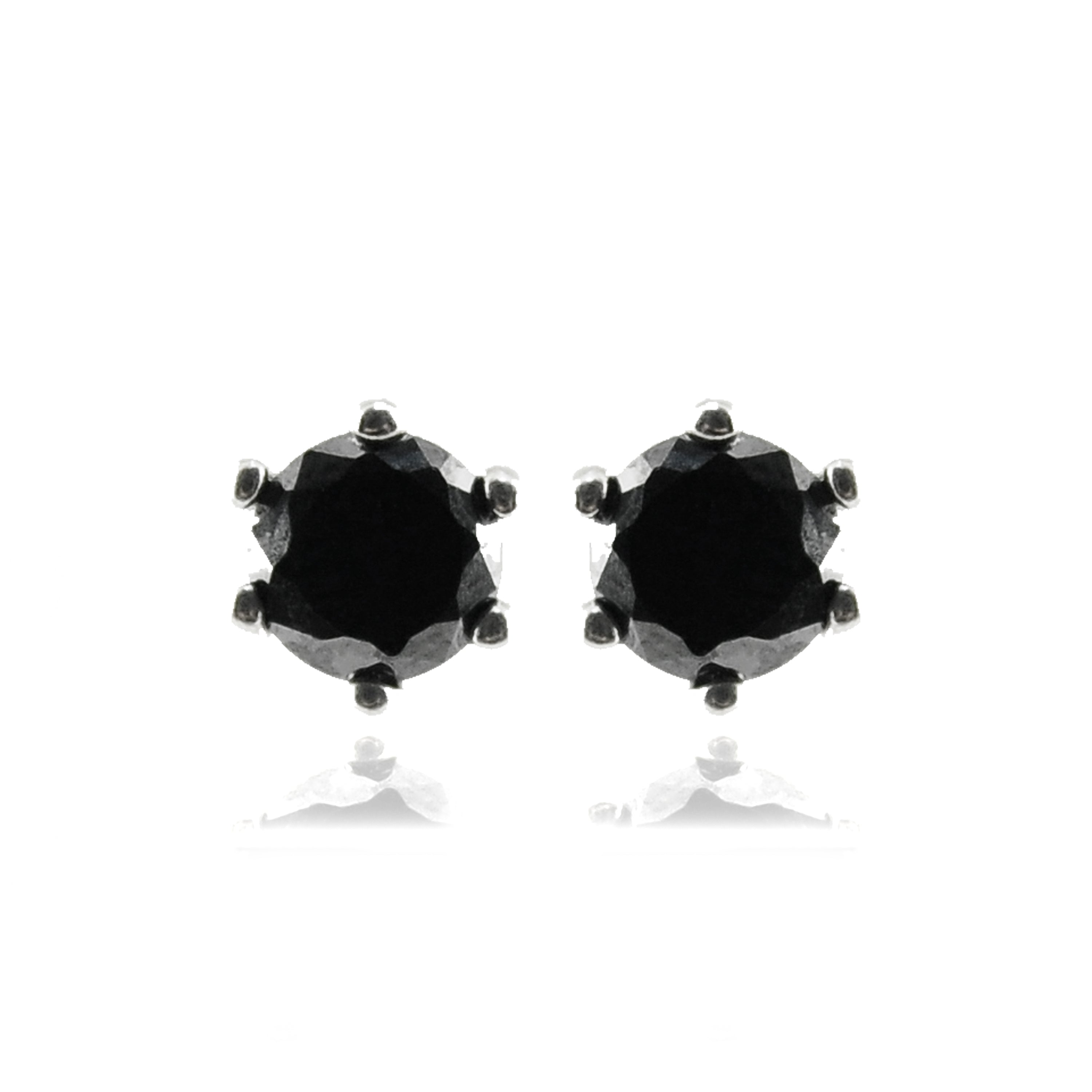 925 Sterling Silver Earrings with Onyx Zirconia finished in rhodium - Yedia