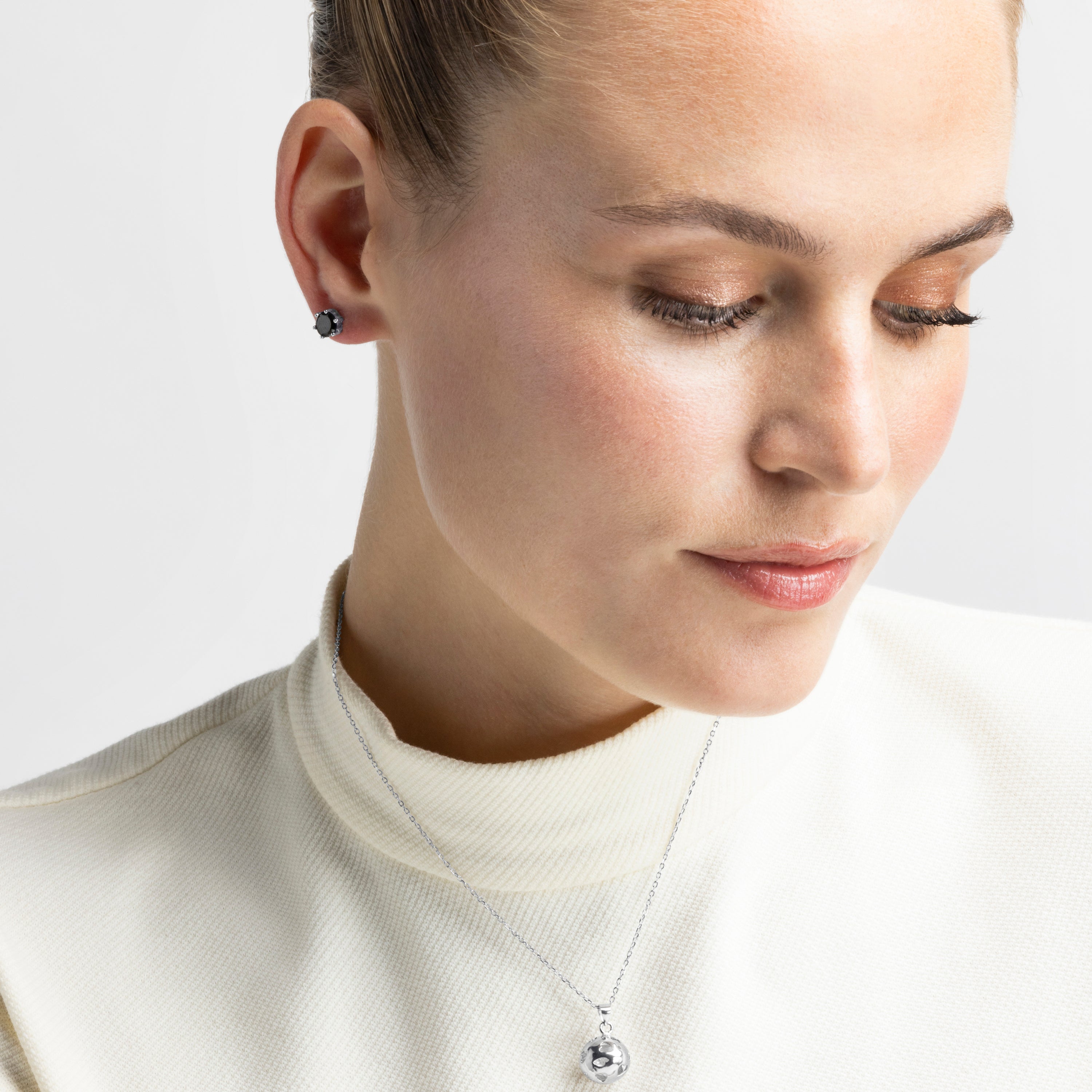 Echtsilber 925 Ohrringe mit Onyx-Zirkonia, rhodiniert - Yedia