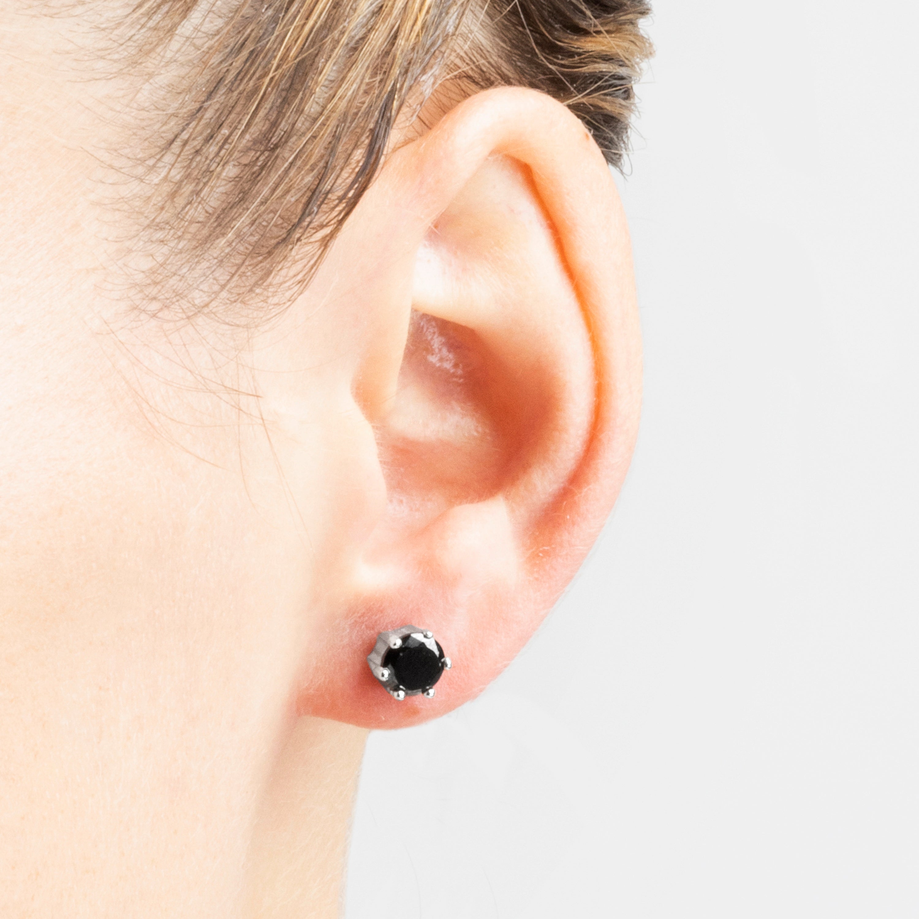 Echtsilber 925 Ohrringe mit Onyx-Zirkonia, rhodiniert - Yedia
