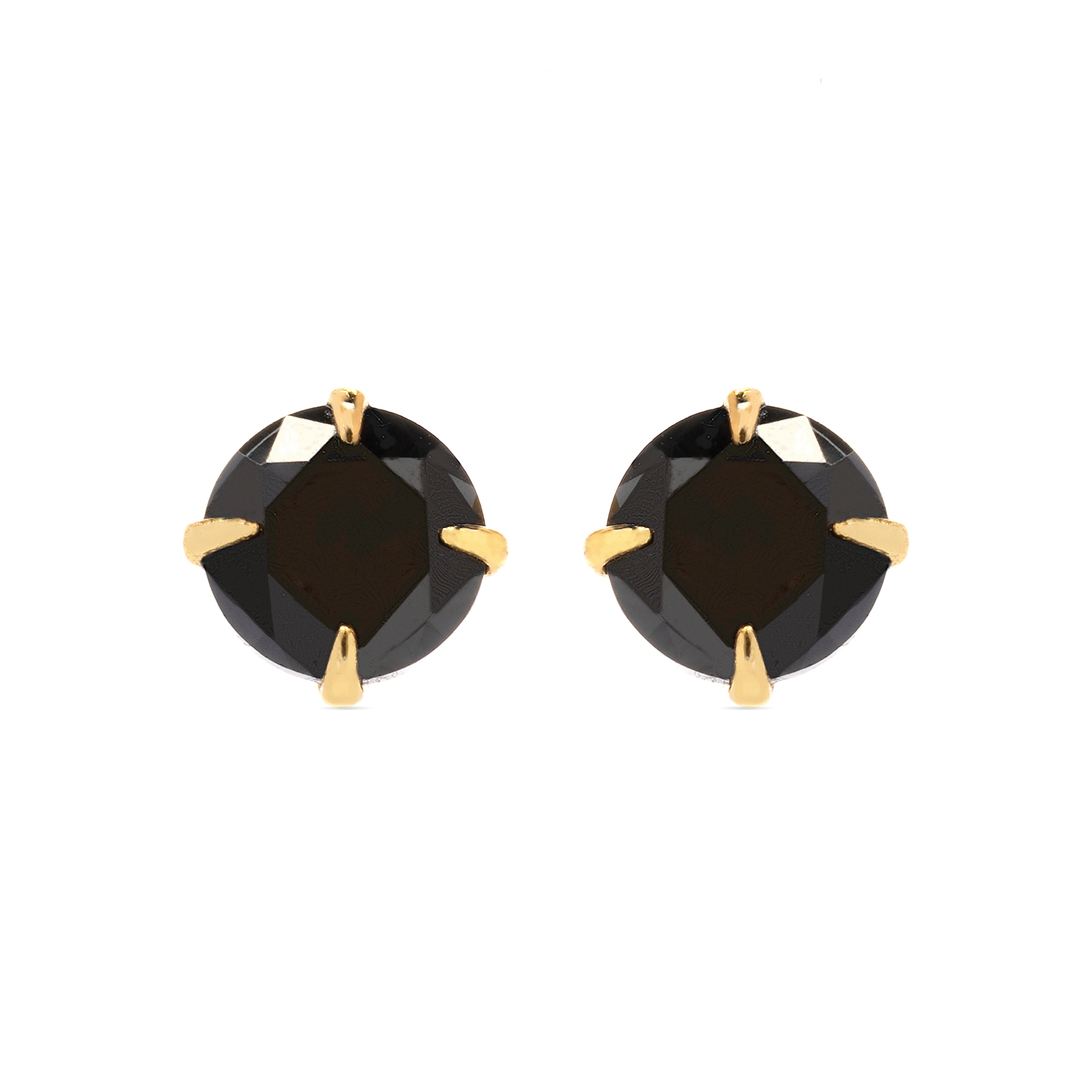 Ohrringe aus 925er Sterlingsilber mit Onyx-Zirkonia, vergoldet mit 18K Gelbgold - Otieno