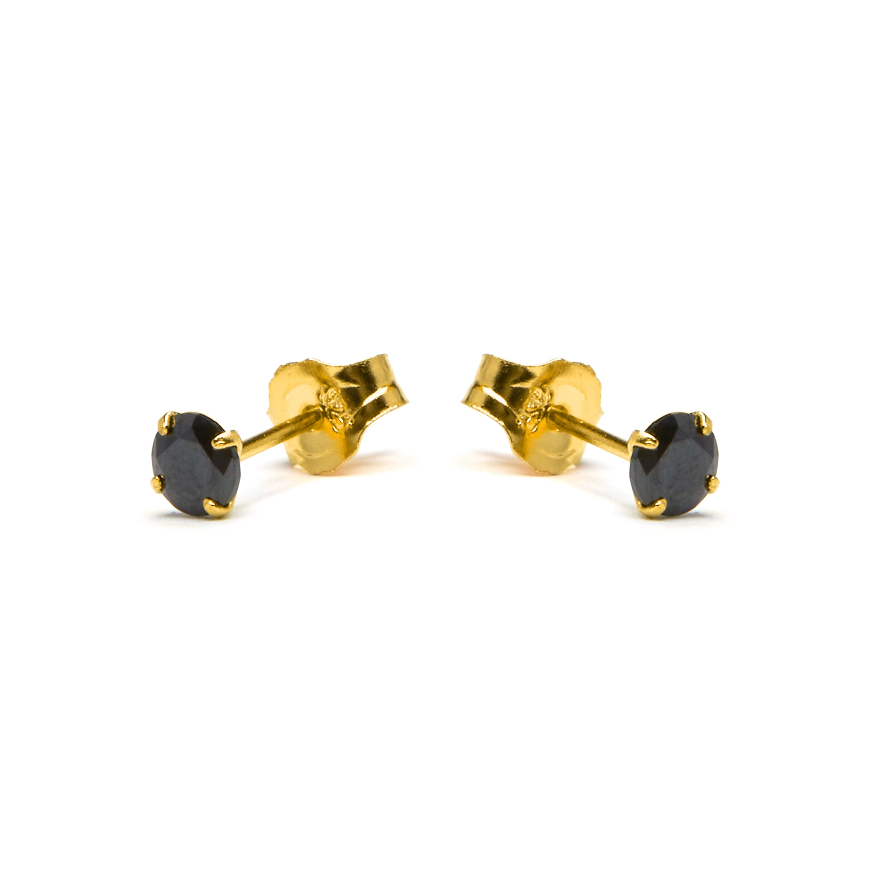 Ohrringe aus 925er Sterlingsilber mit Onyx-Zirkonia, vergoldet mit 18K Gelbgold - Otieno