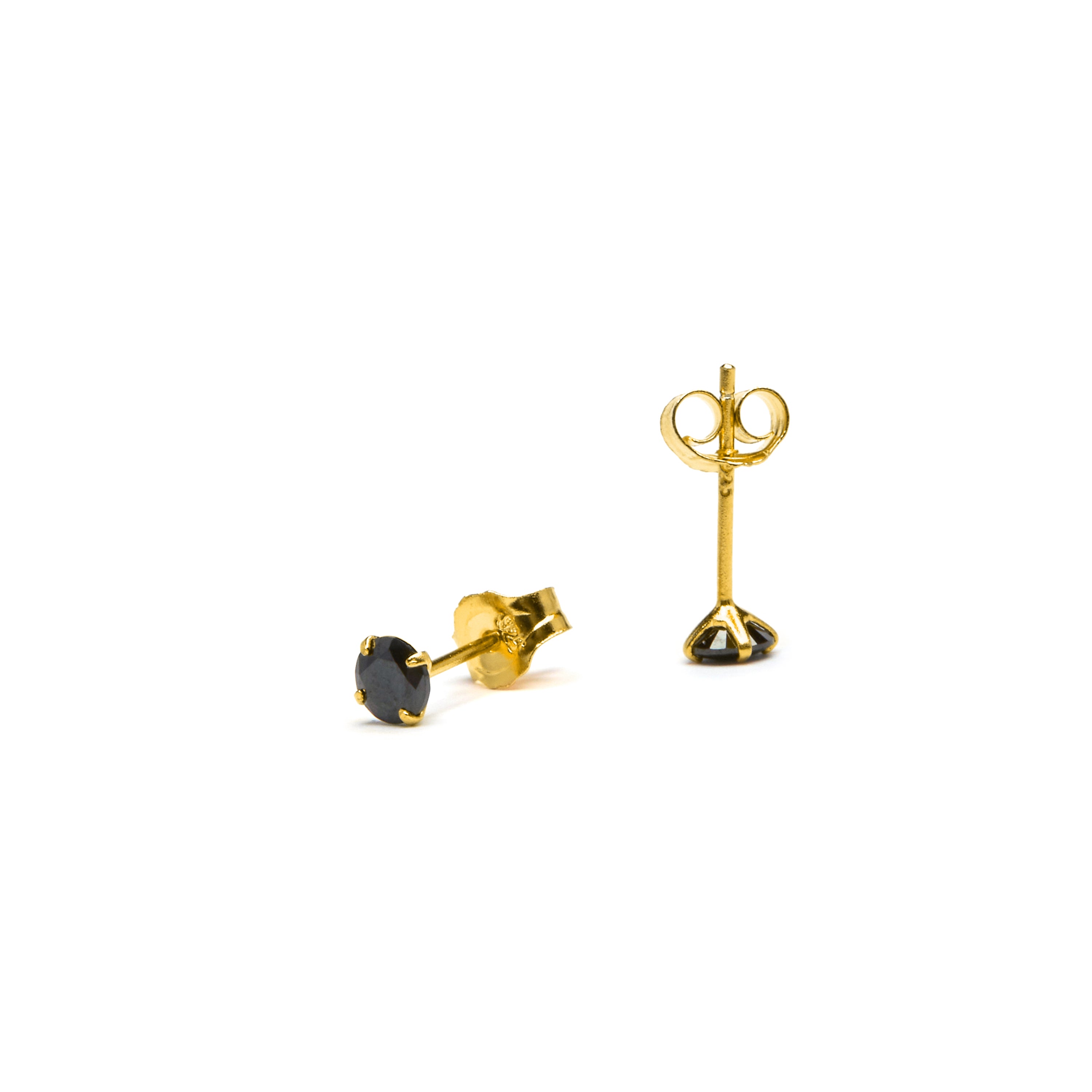 Ohrringe aus 925er Sterlingsilber mit Onyx-Zirkonia, vergoldet mit 18K Gelbgold - Otieno