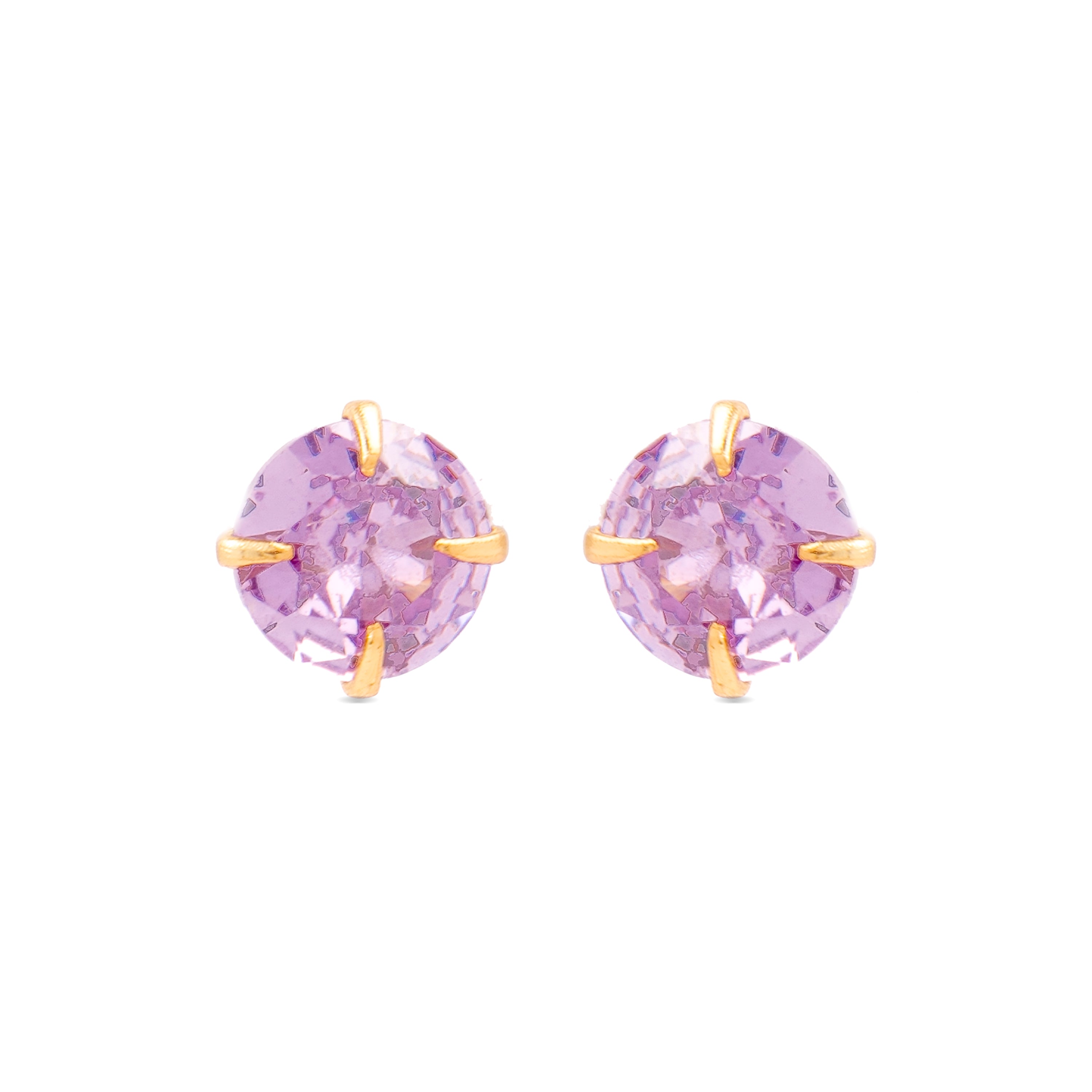 Boucles d'oreilles en argent sterling 925 avec zircon améthyste finition or jaune 18K - Otieno