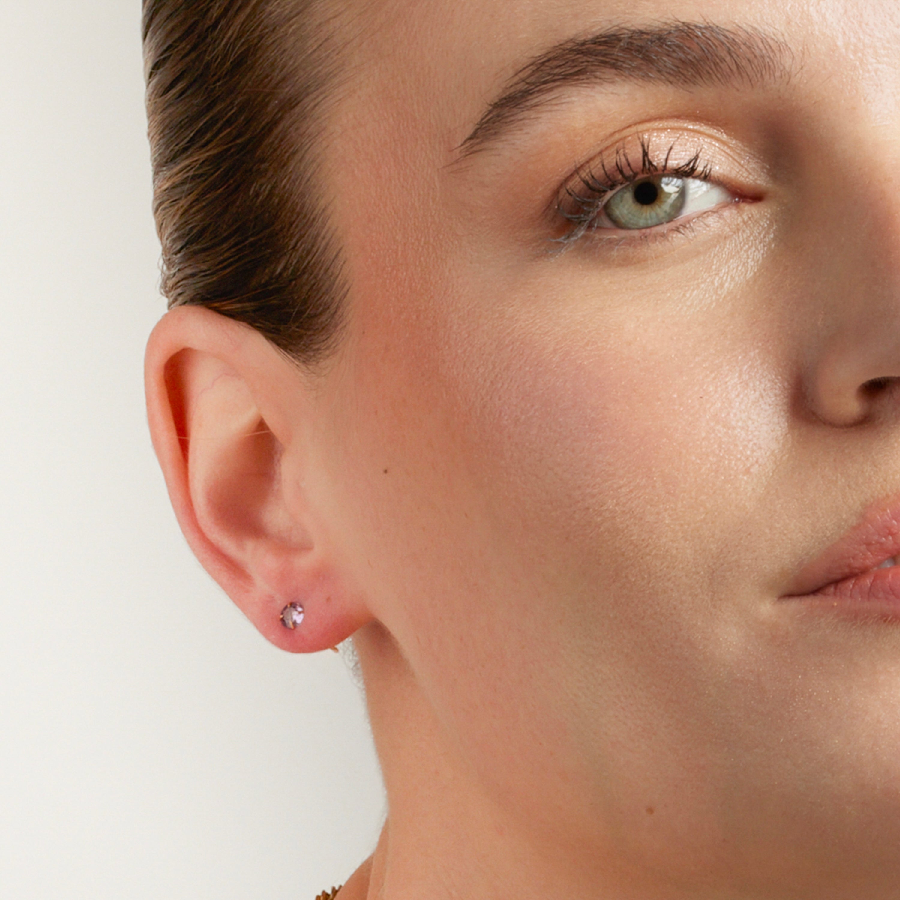 Boucles d'oreilles en argent sterling 925 avec zircon améthyste finition or jaune 18K - Otieno