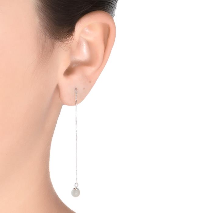 Pendientes de Plata de Ley 925 con Perla Blanca acabados en rodio - Yedia