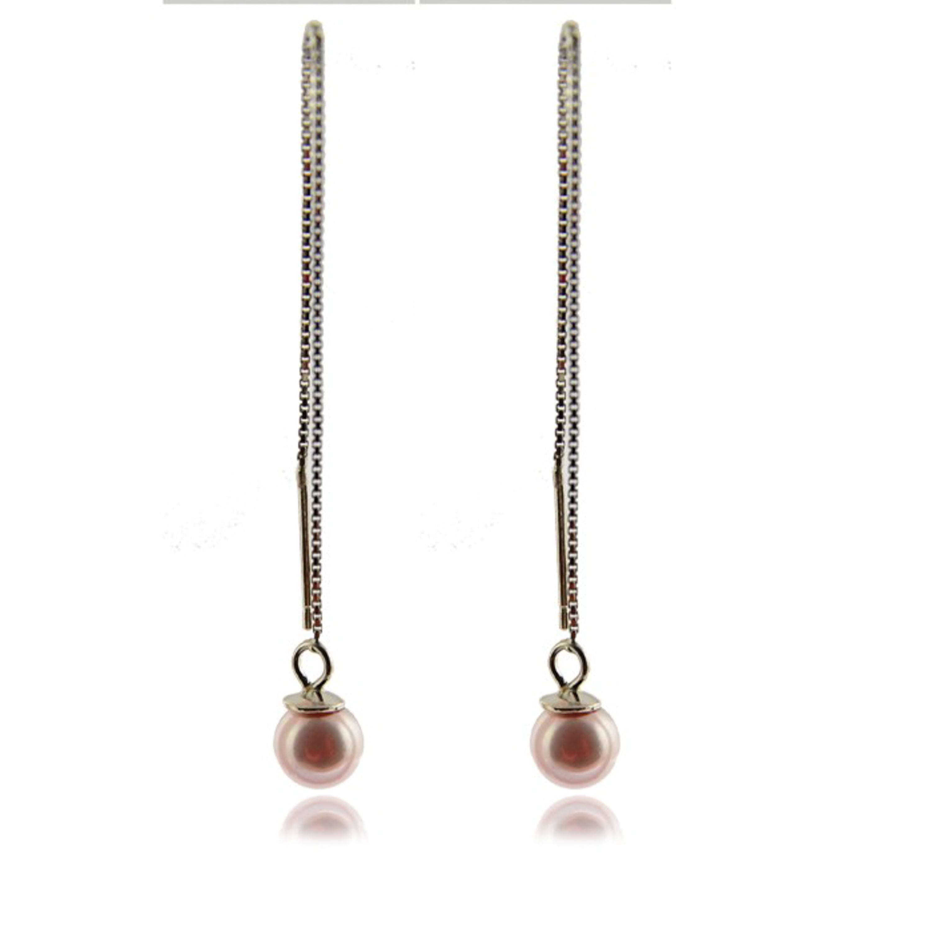 Orecchini in Argento Sterling 925 con Perla Bianca finiti in rodio - Yedia