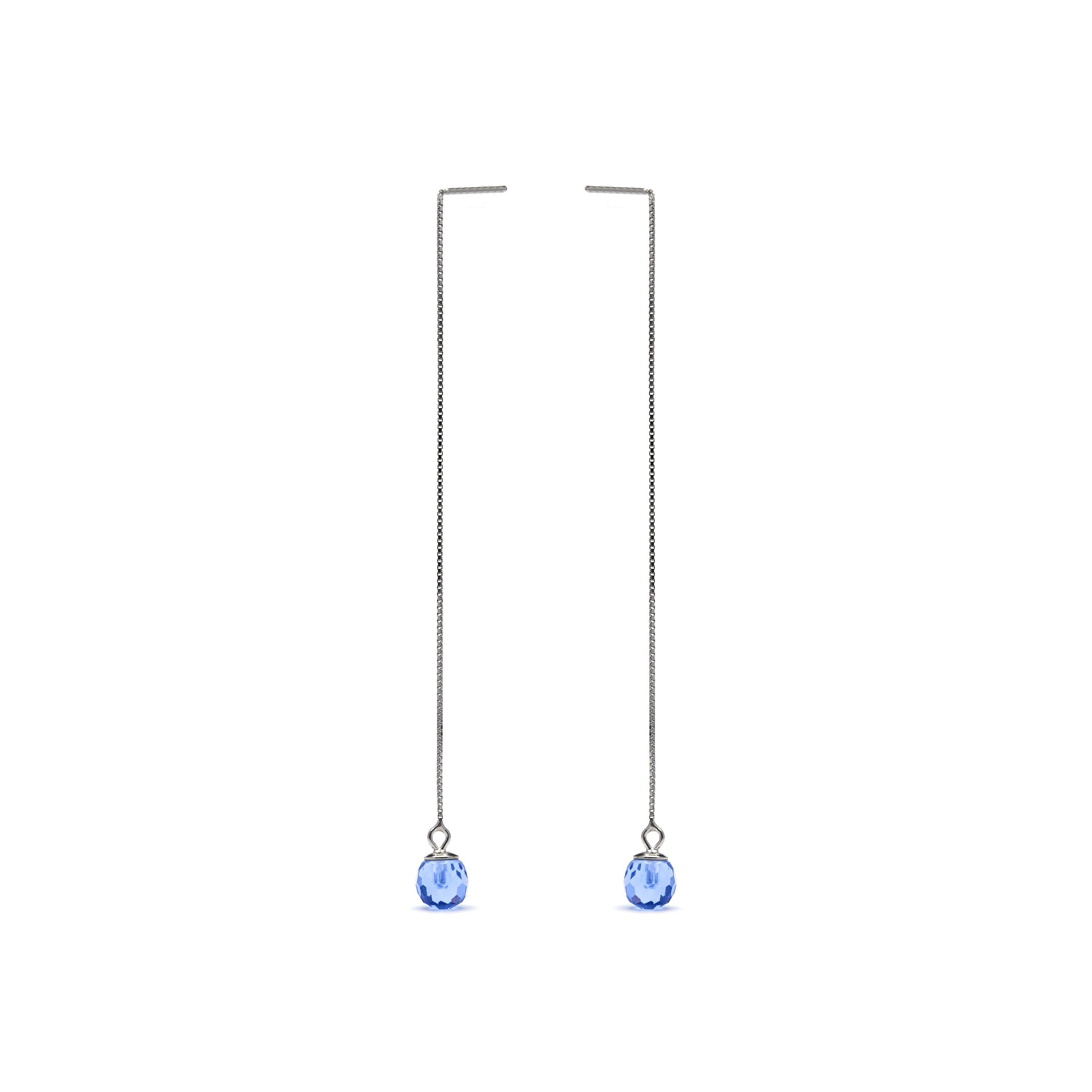 Brincos de Prata de Lei 925 com Quartzo Hidrotermal Azul Aguamarina acabados em ródio - Yedia