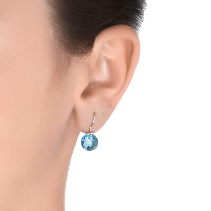 Orecchini in Argento Sterling 925 con Quarzo Idrotermale Azzurro Acquamarina finiture in rodio - Geel