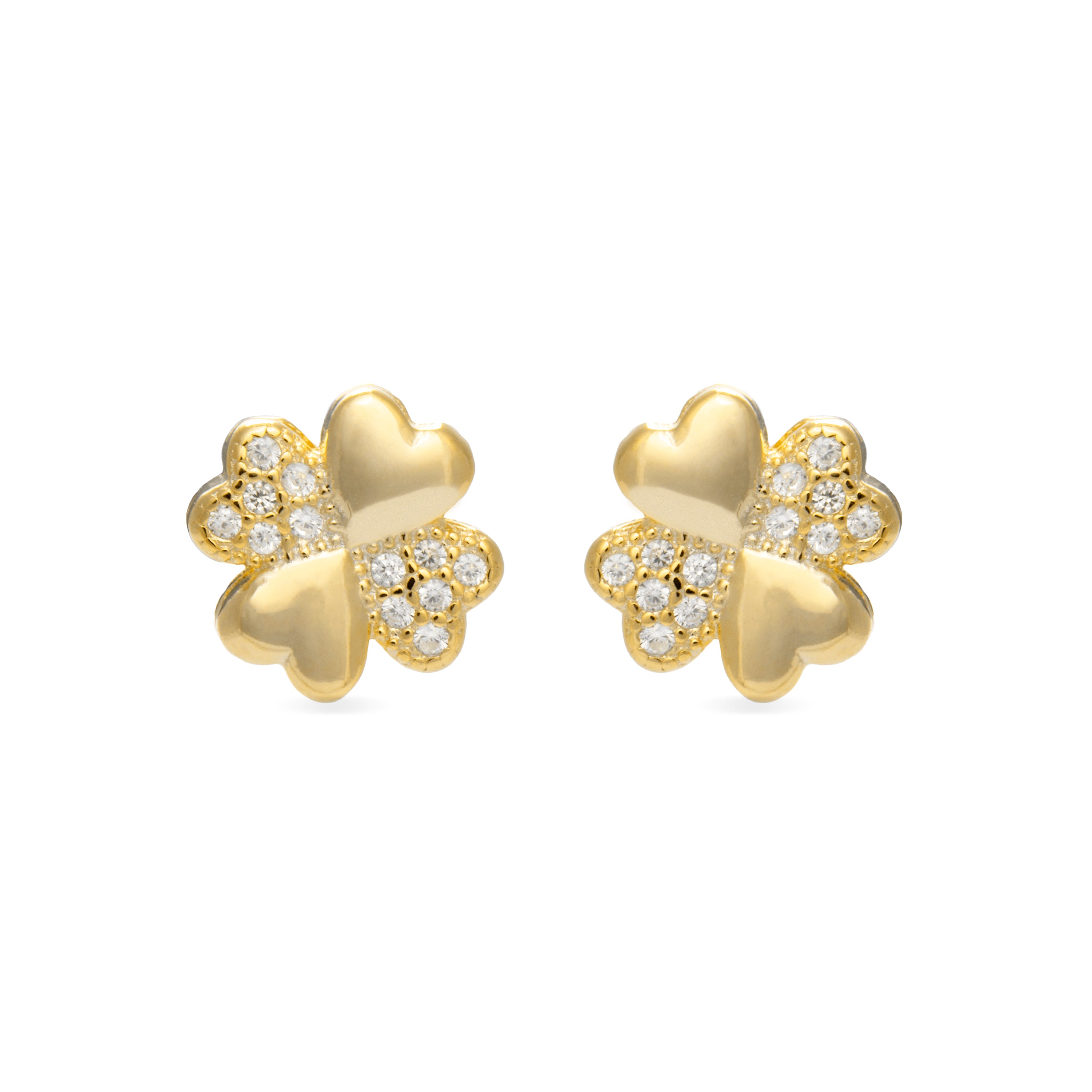 Pendientes Hatua Plata, Oro Amarillo y Cz