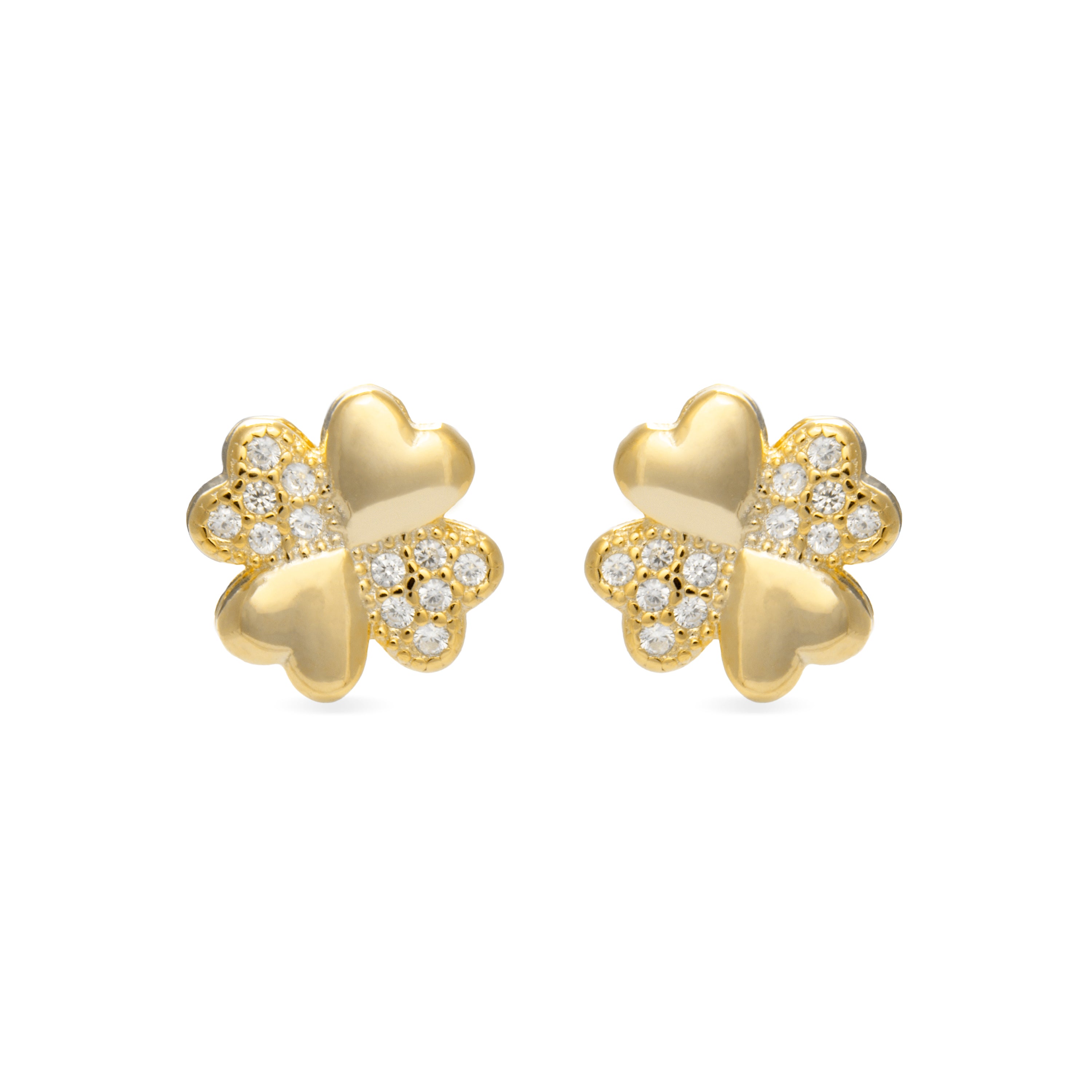 Boucles d'oreilles en argent sterling 925 avec zircon brillant finition or jaune 18K - Hatua