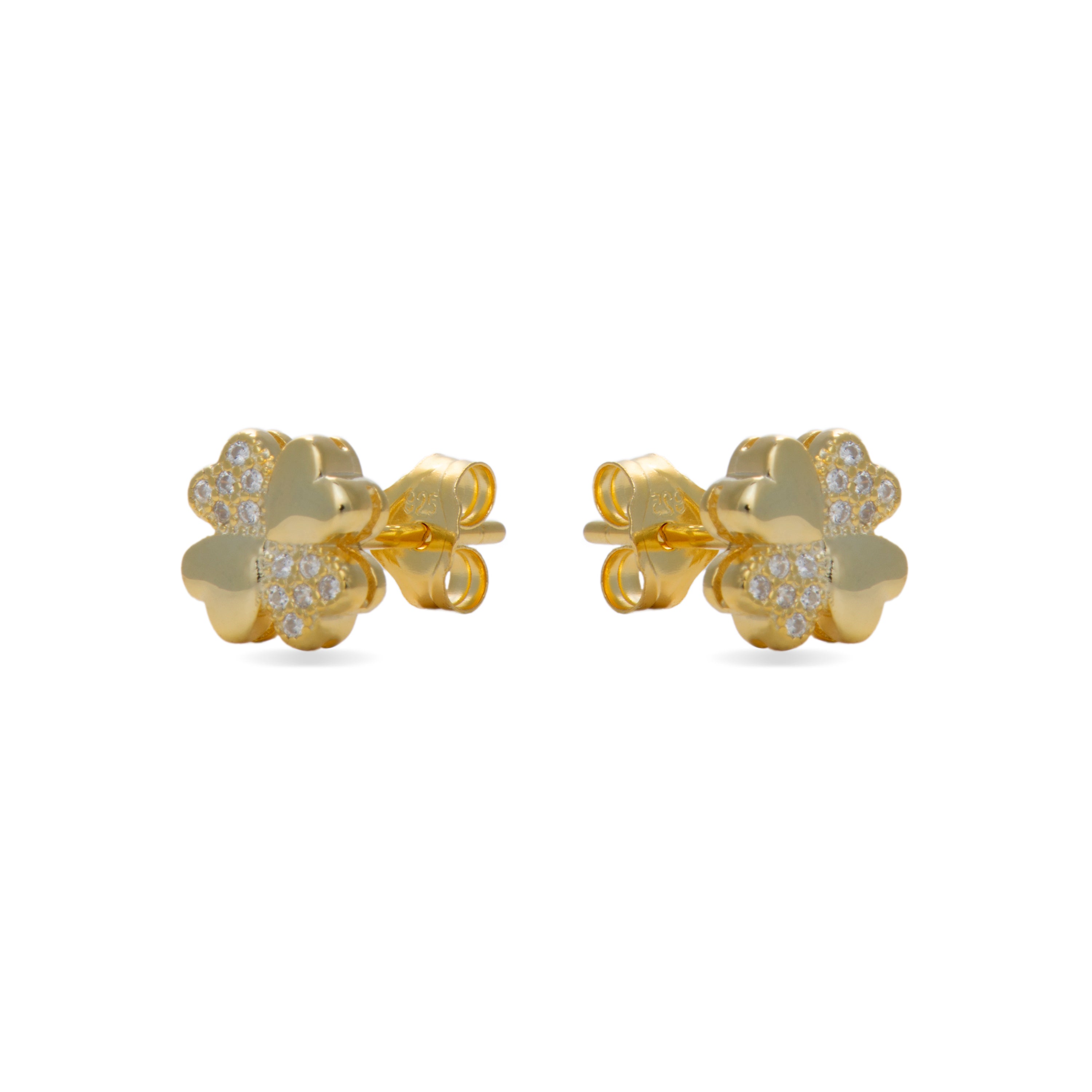 Pendientes Hatua Plata, Oro Amarillo y Cz