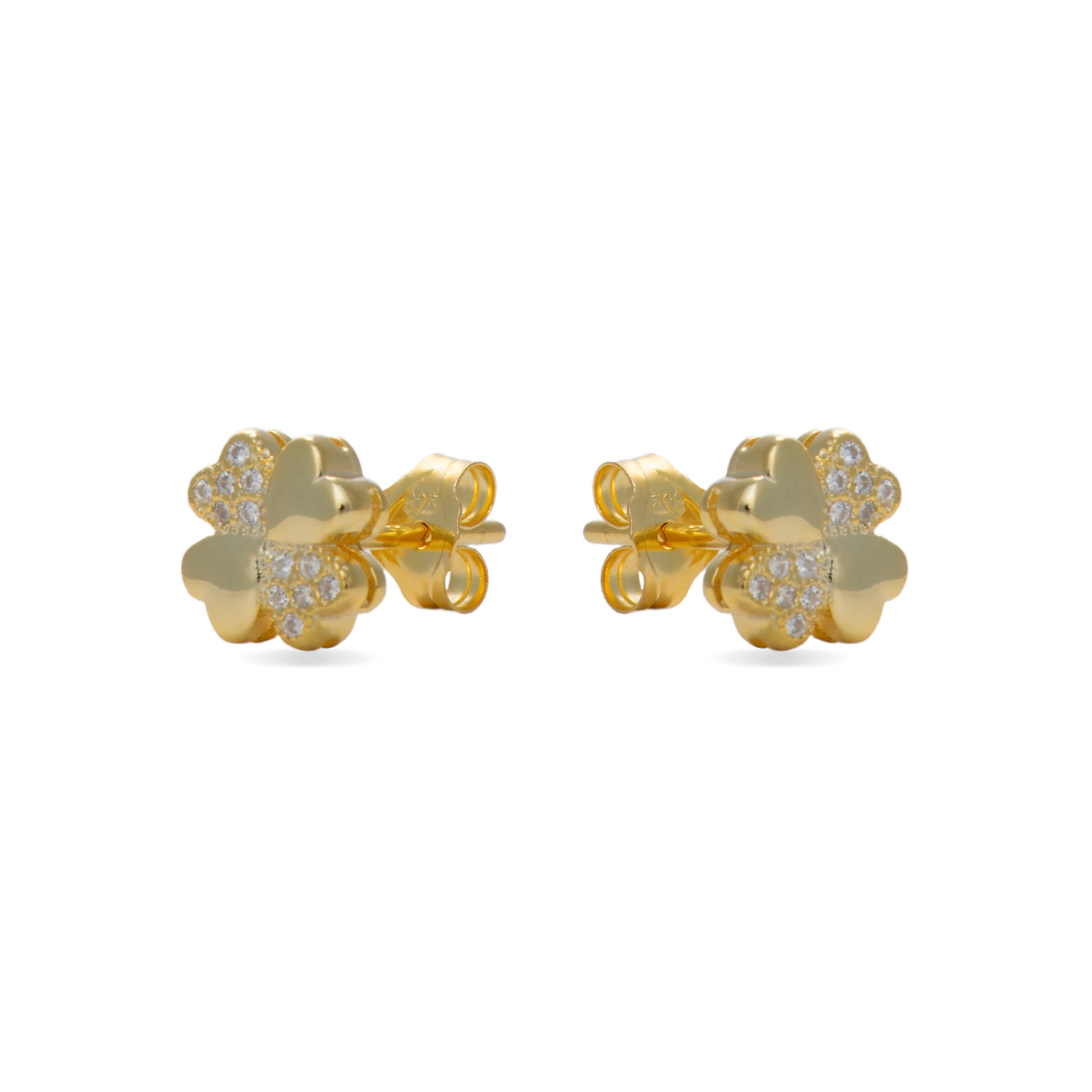 Boucles d'oreilles en argent sterling 925 avec zircon brillant finition or jaune 18K - Hatua