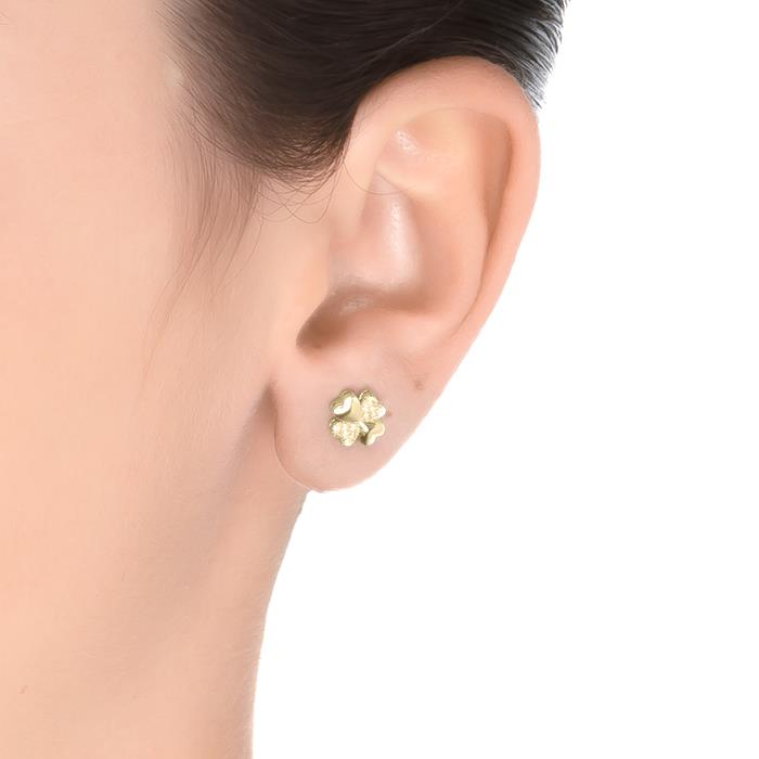 Boucles d'oreilles en argent sterling 925 avec zircon brillant finition or jaune 18K - Hatua