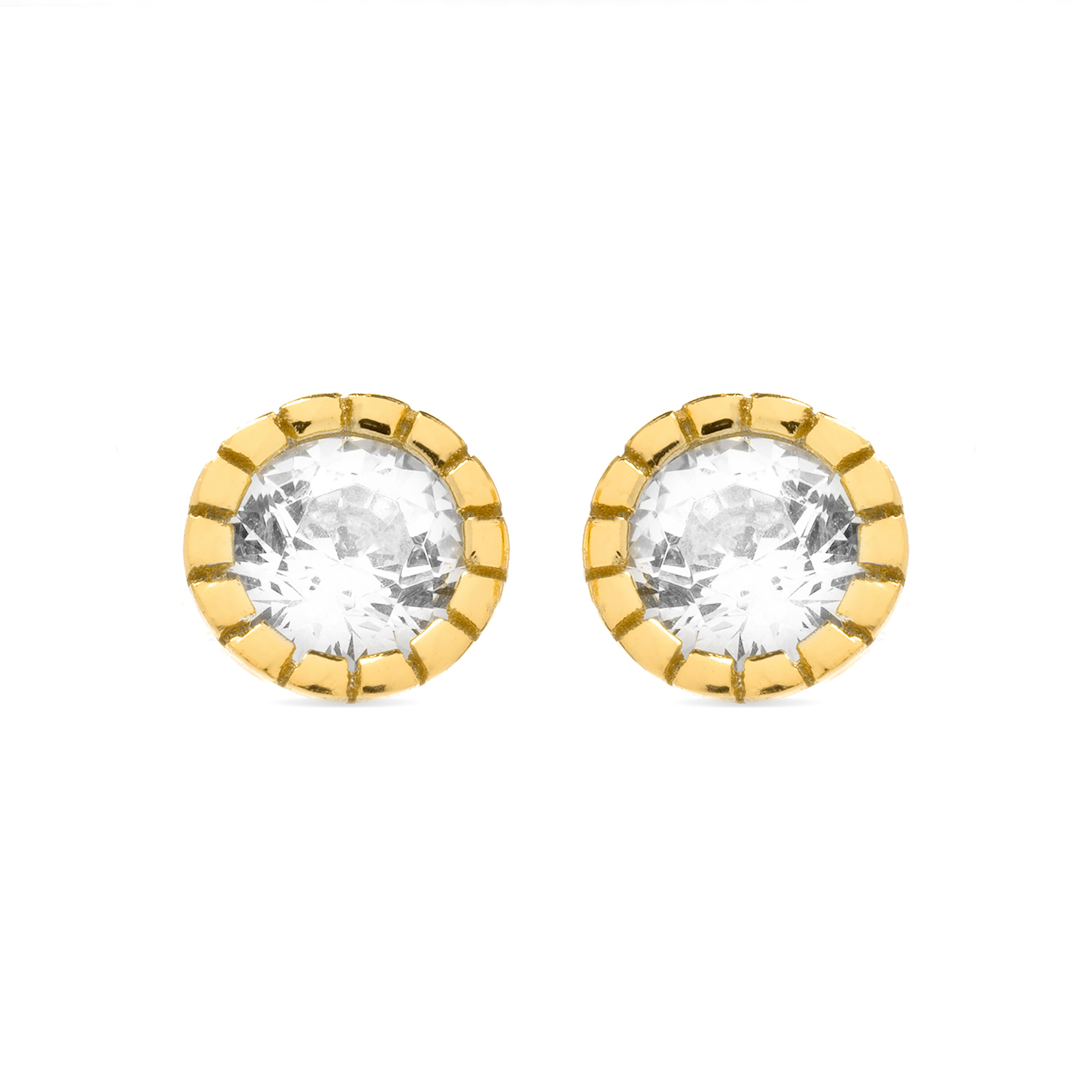 Boucles d'oreilles en argent sterling 925 avec zircon brillant finition or jaune 18K - Naadim