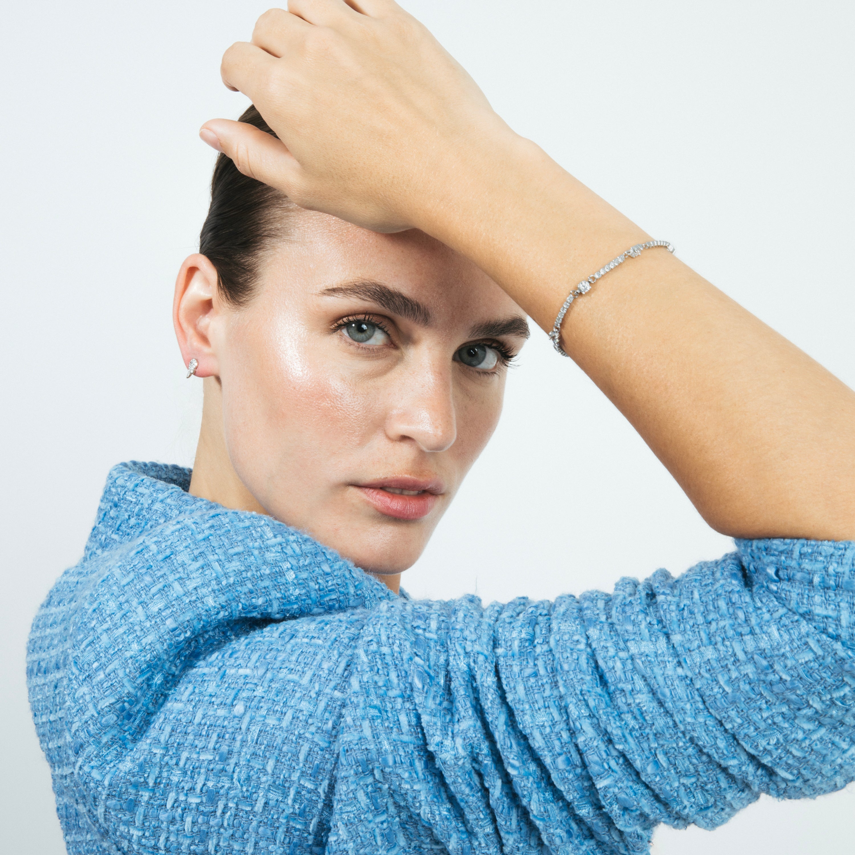 Pulsera de Plata de Ley 925 con Circonita Brillante acabada en rodio - Zarno