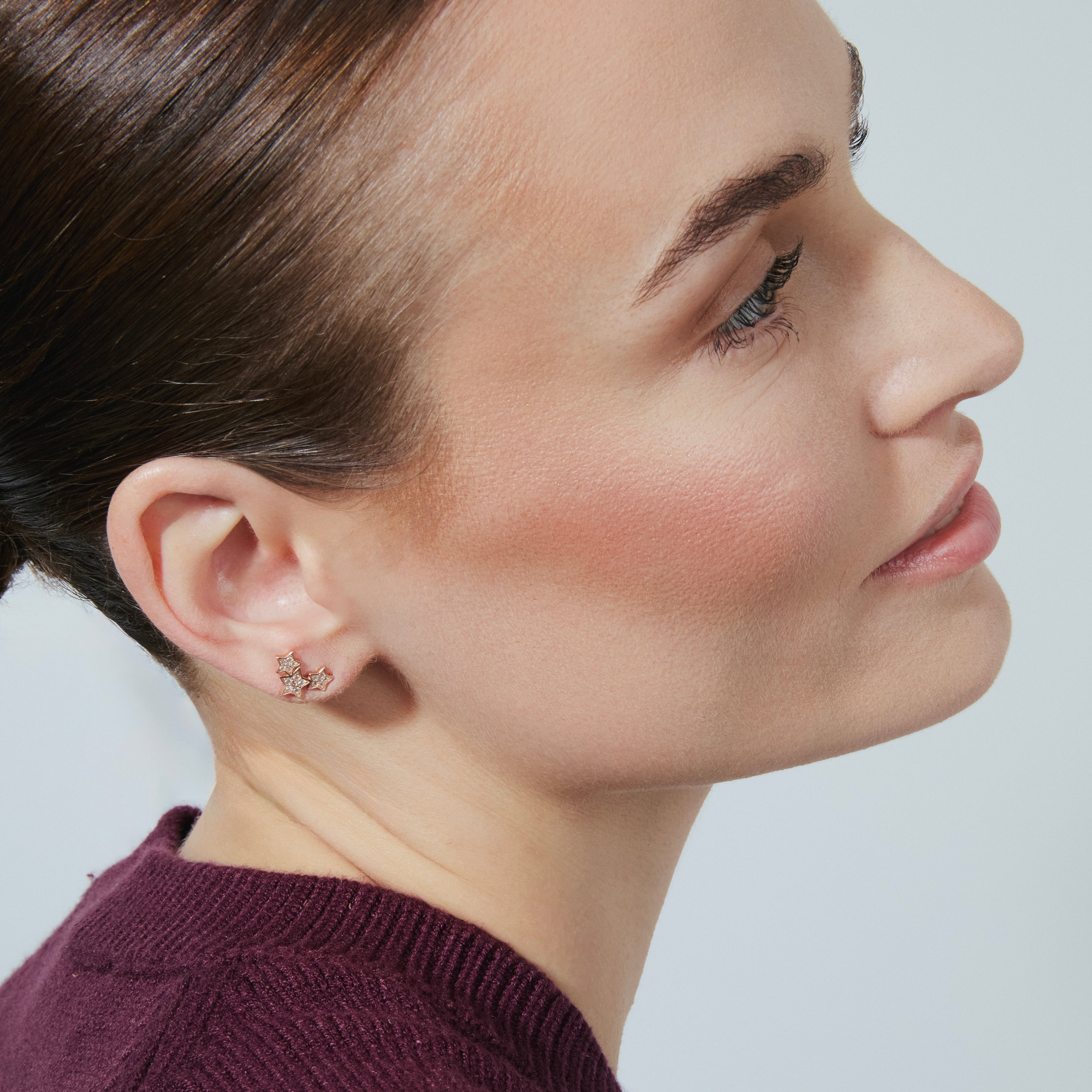 Pendientes de Plata de Ley 925 con Circonita Brillante acabados en oro rosa 18K - Familia