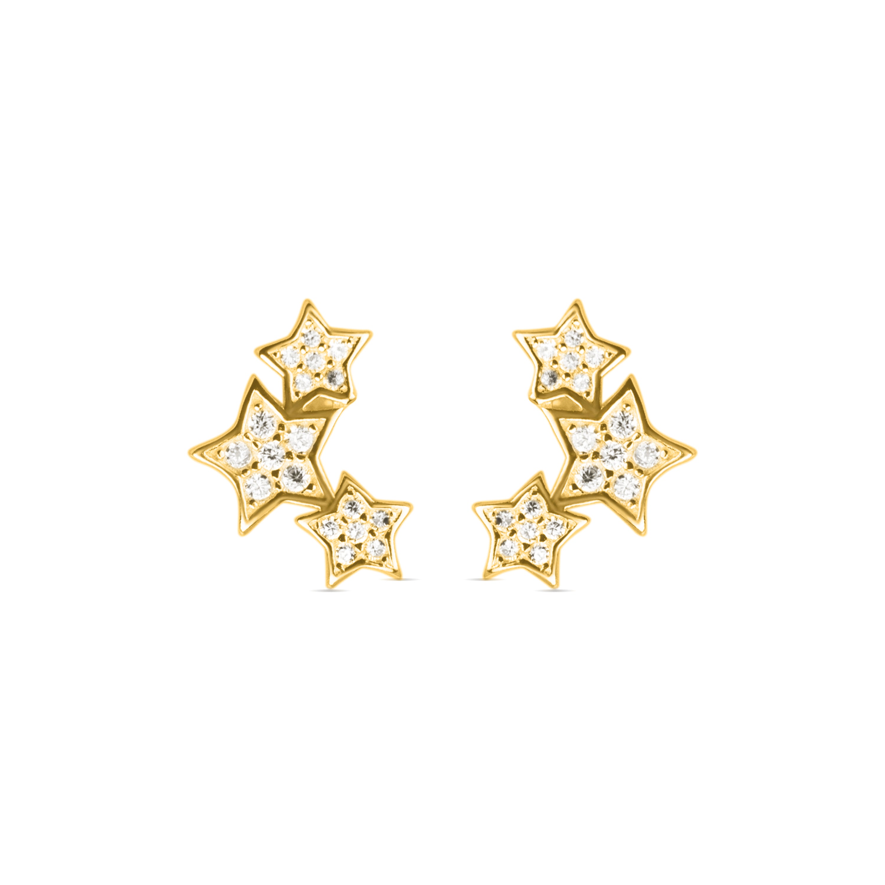 925 Sterling Silver Earrings with Brilliant Zirconia finished in 18K yellow gold - Family