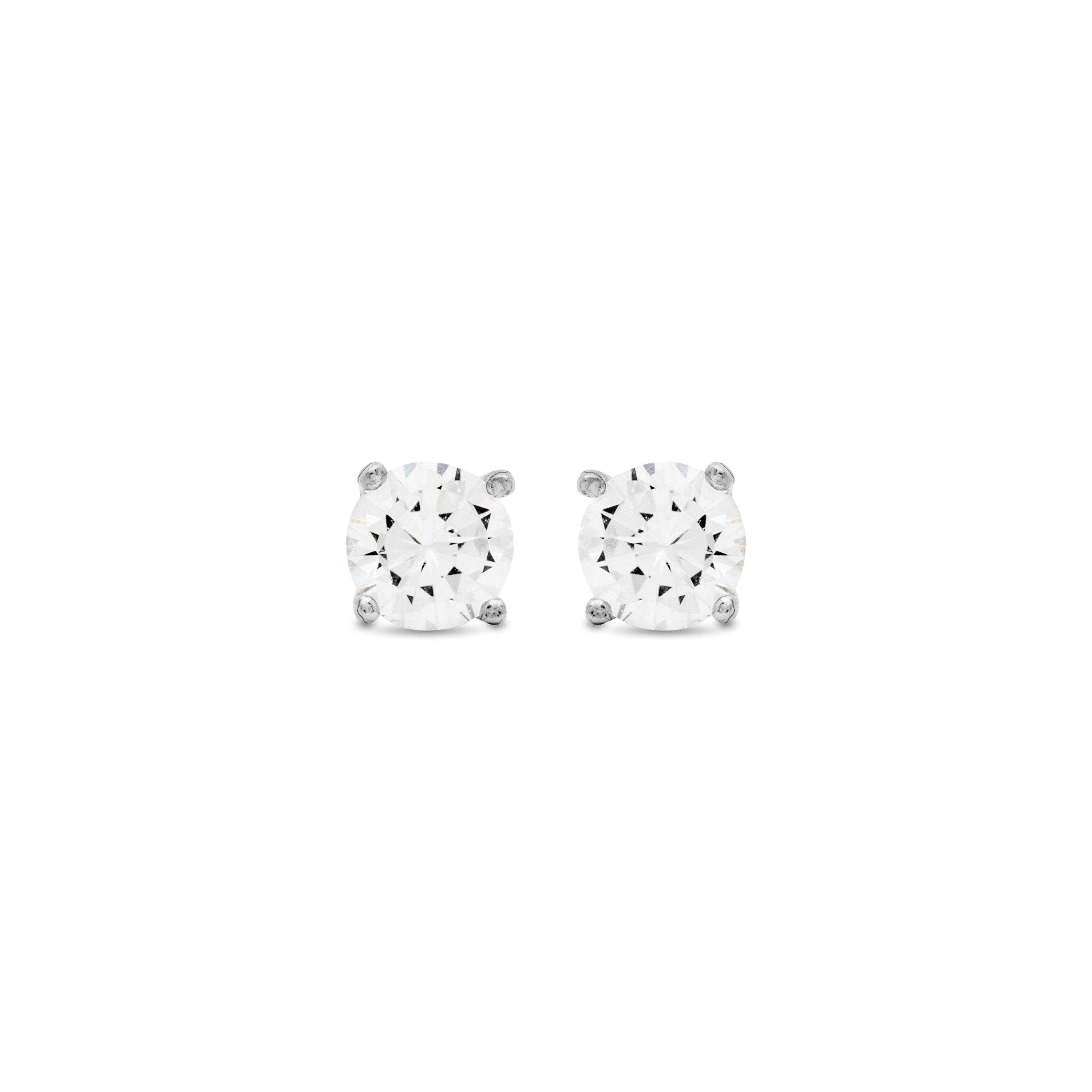 925 Sterling Silver Earrings with Brilliant Zirconia finished in Rhodium - Basic