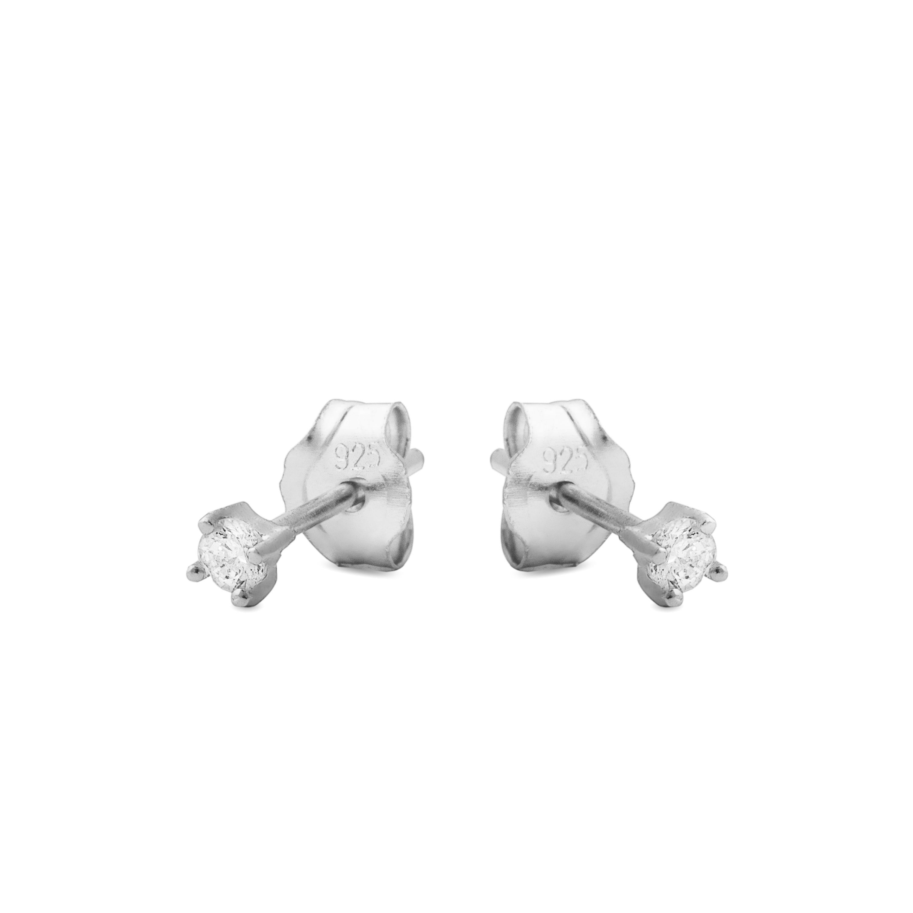 Pendientes de Plata de Ley 925 con Circonita Brillante acabados en rodio - Básico
