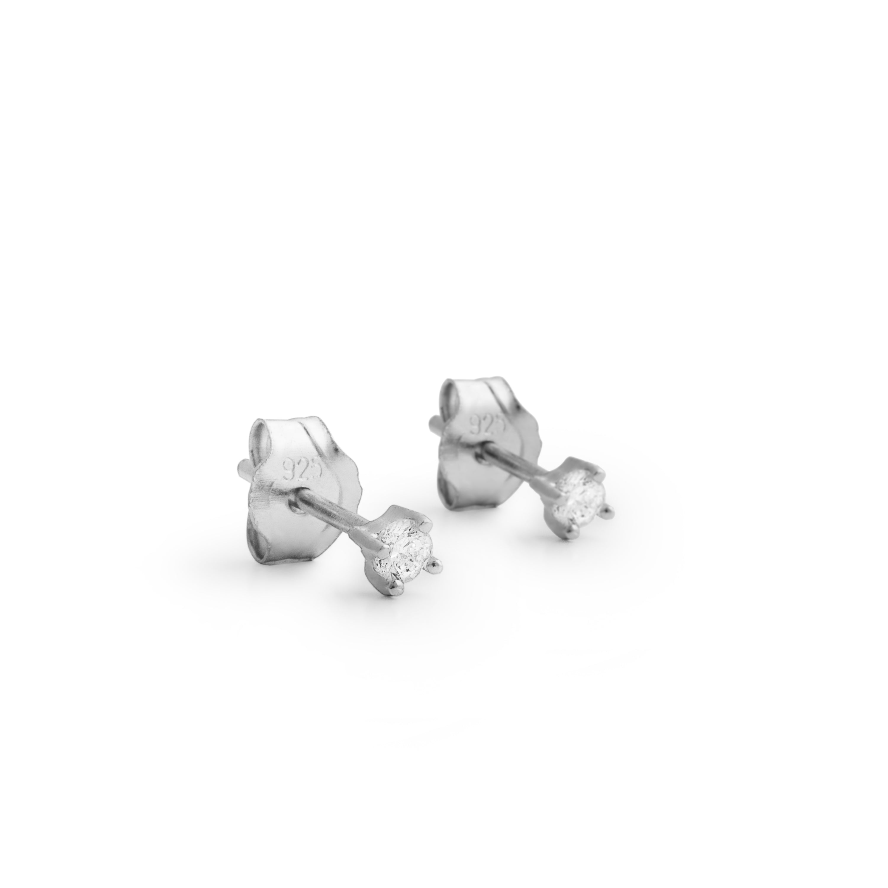 Pendientes de Plata de Ley 925 con Circonita Brillante acabados en rodio - Básico