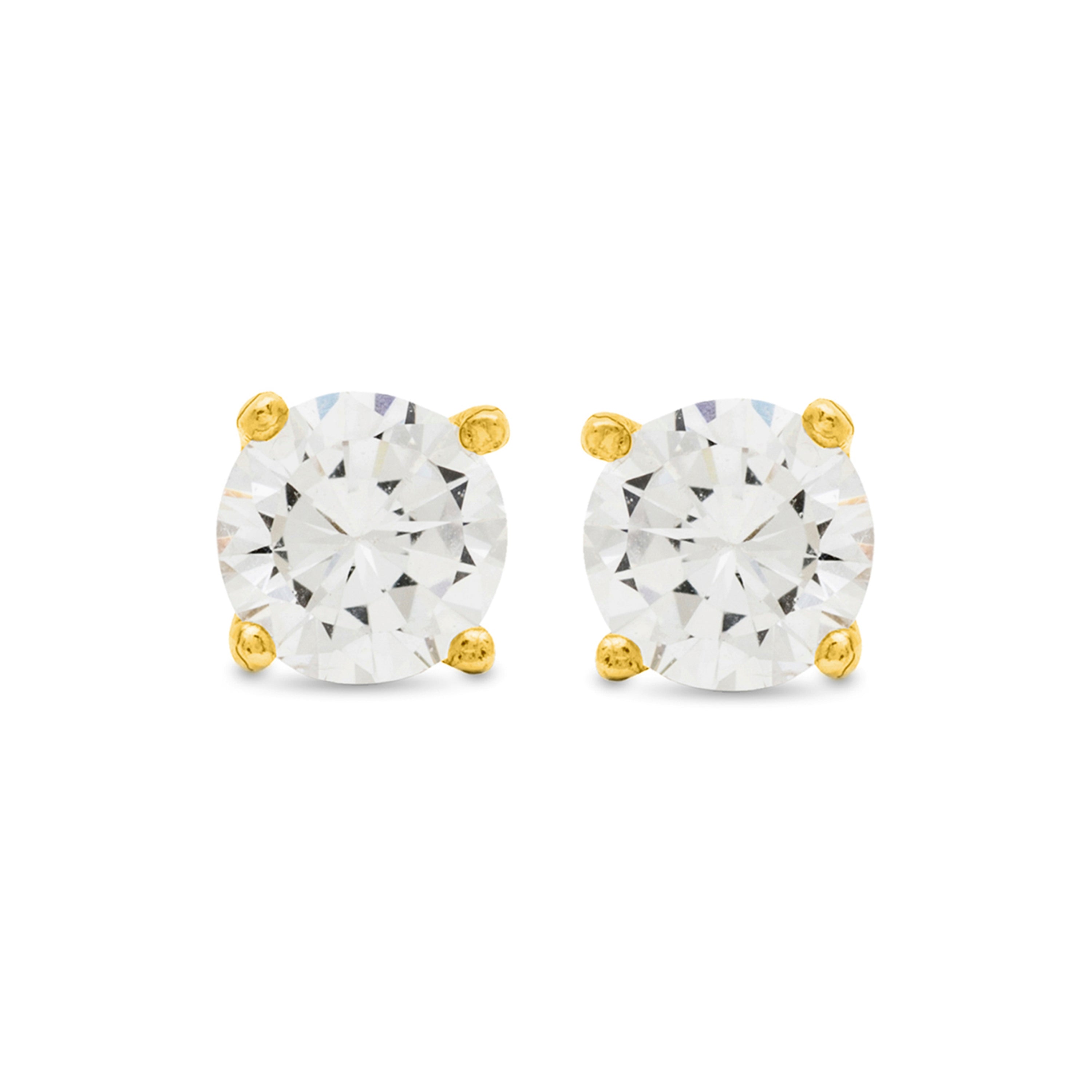 Pendientes de Plata de Ley 925 con Circonita Brillante acabados en oro amarillo 18K - Básico