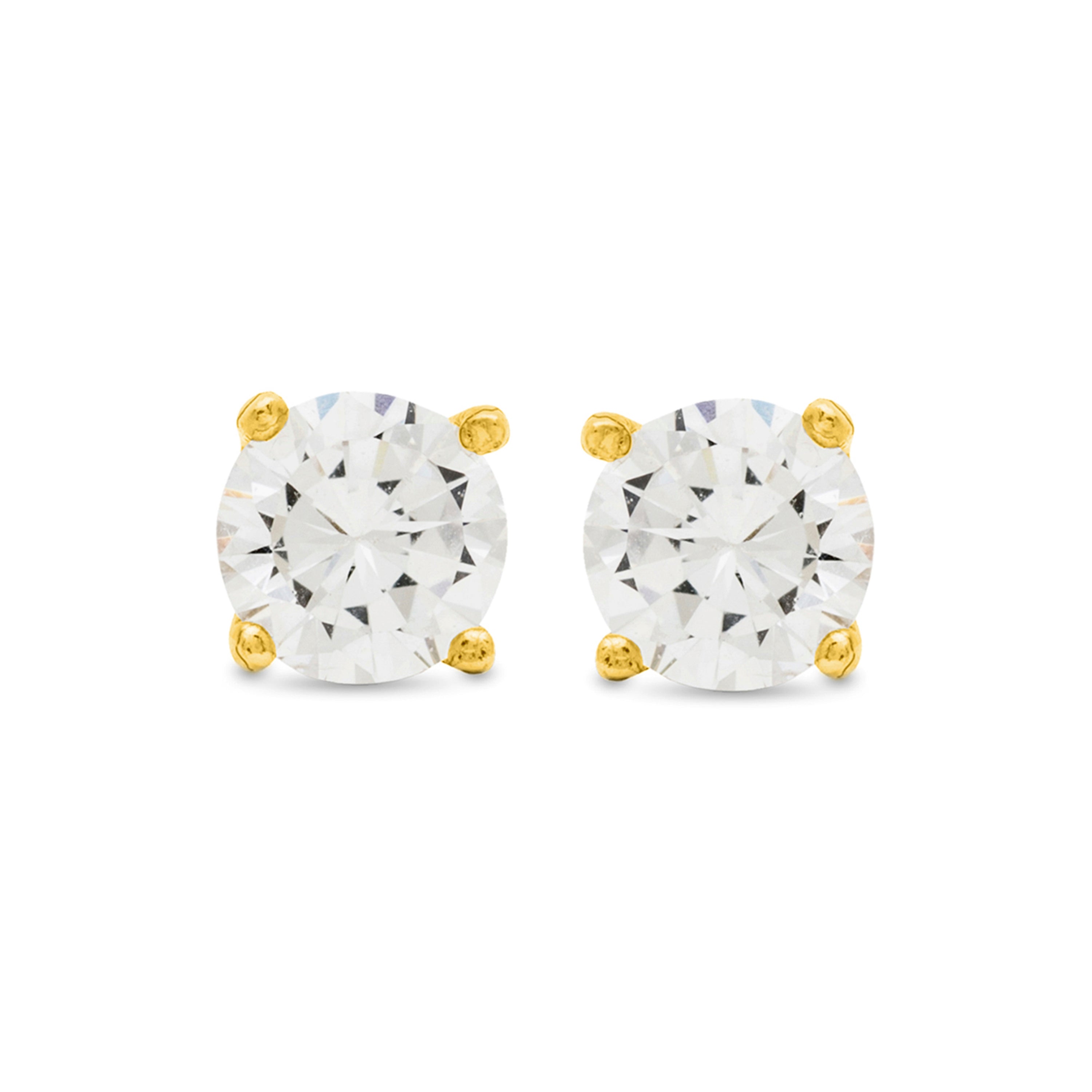 Pendientes de Plata de Ley 925 de 2mm con Circonita acabado oro amarillo de 18k - Básico