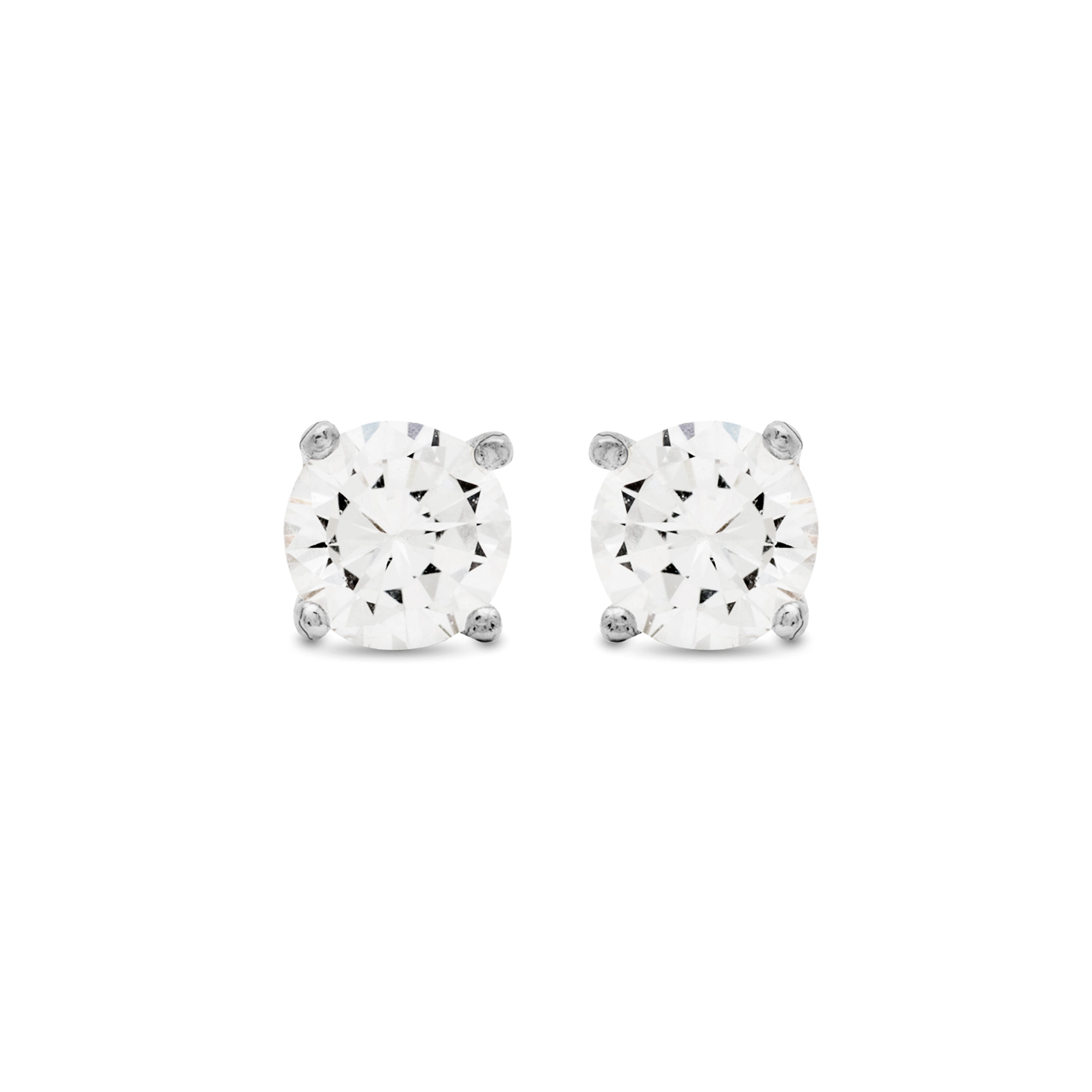 925 Sterling Silver Earrings with Brilliant Zirconia finished in Rhodium - Basic