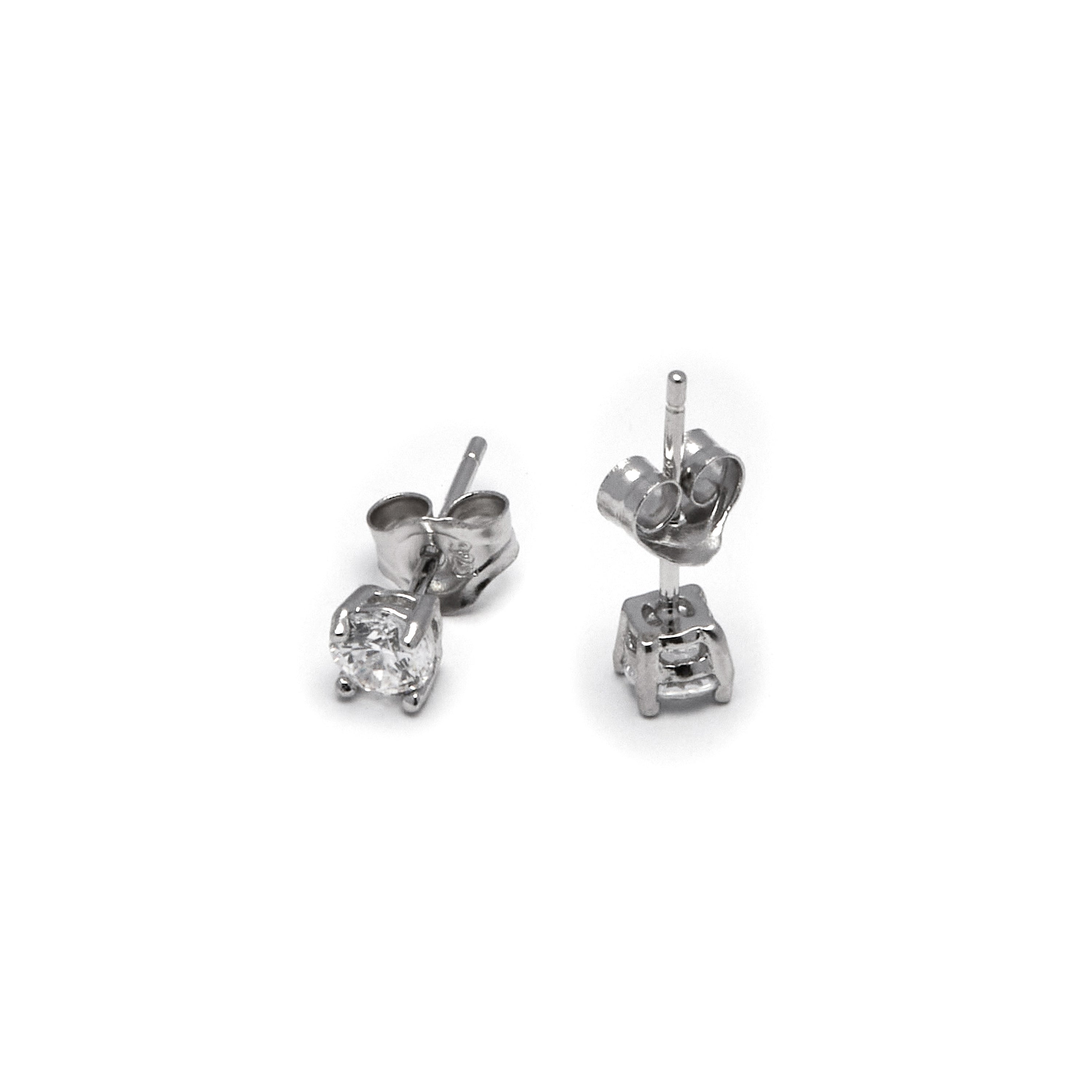 Orecchini in Argento Sterling 925 con Zirconia Cubica brillanti finiti in rodio - Base