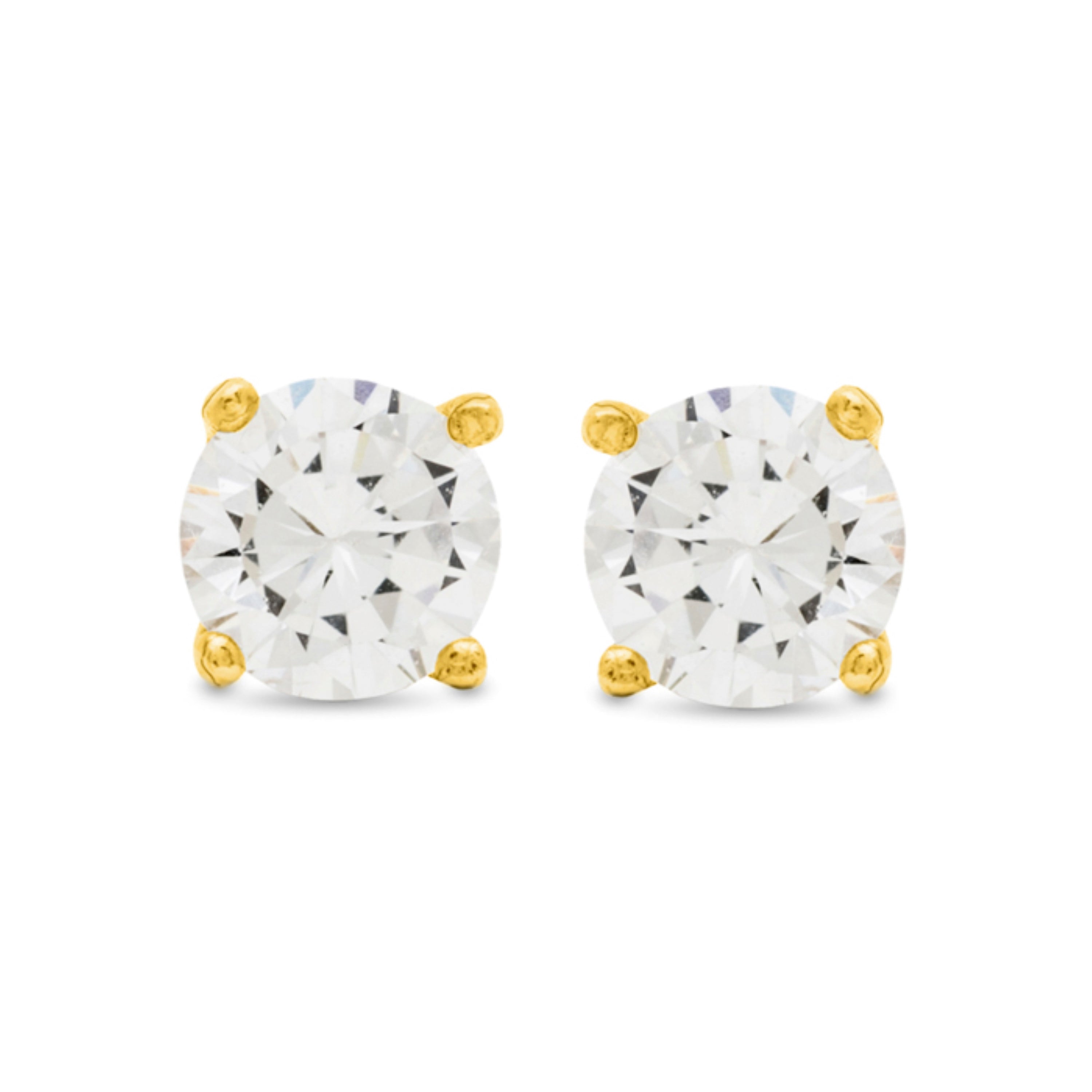 Boucles d'oreilles en argent sterling 925 de 4mm avec zirconium finition or jaune 18k - Basique