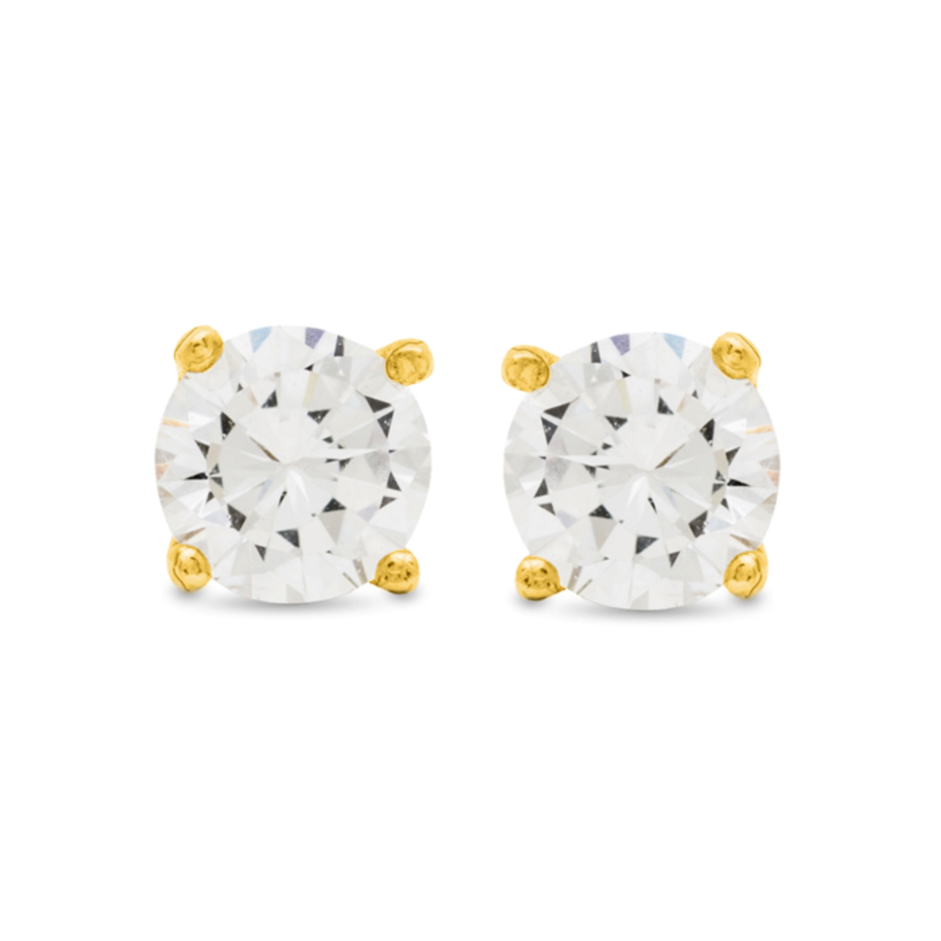 Pendientes de Plata de Ley 925 con Circonita Brillante acabados en oro amarillo 18K - Básico