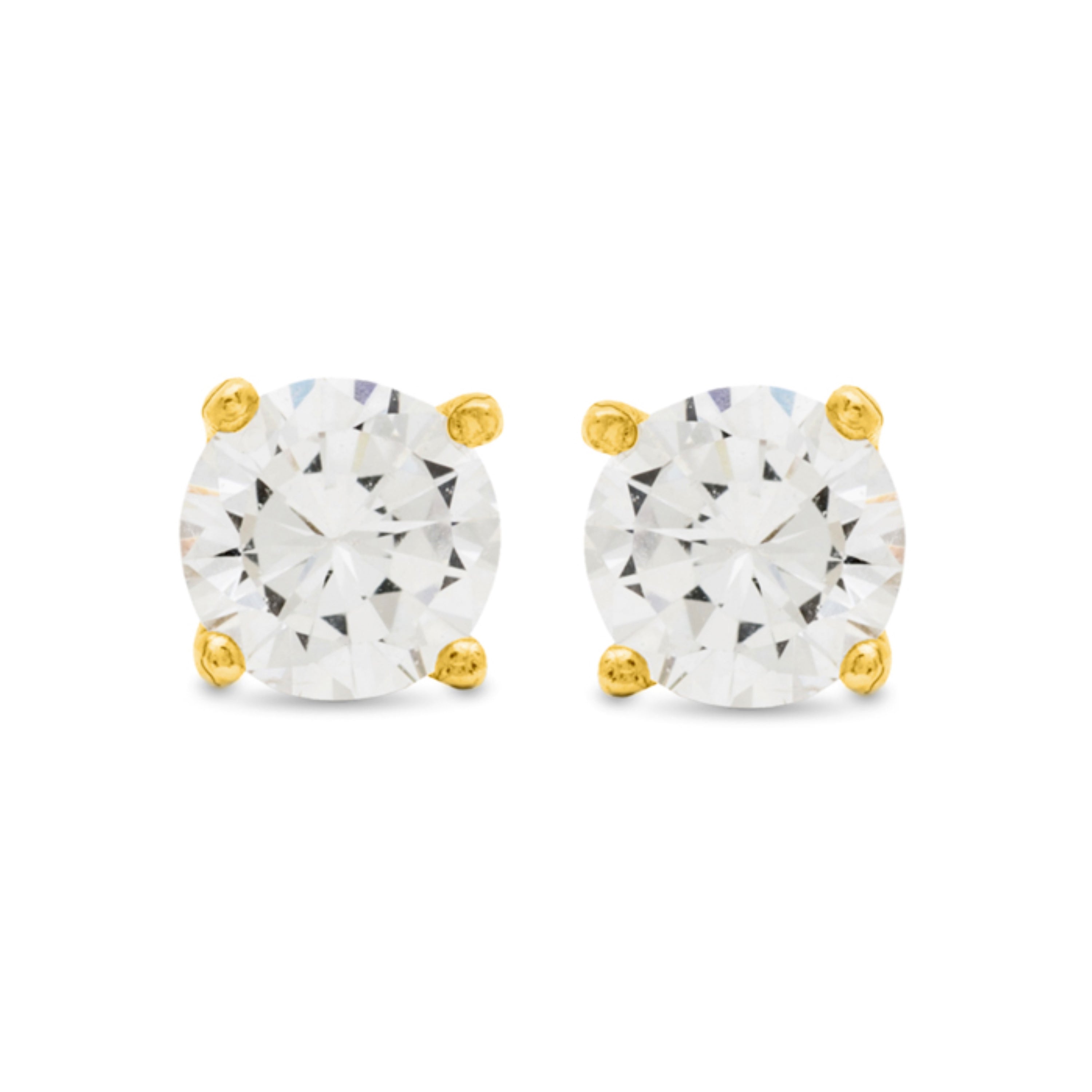 4mm 925 Sterlingsilber Ohrringe mit Zirkonia, 18k Gelbgold-Finish - Basic