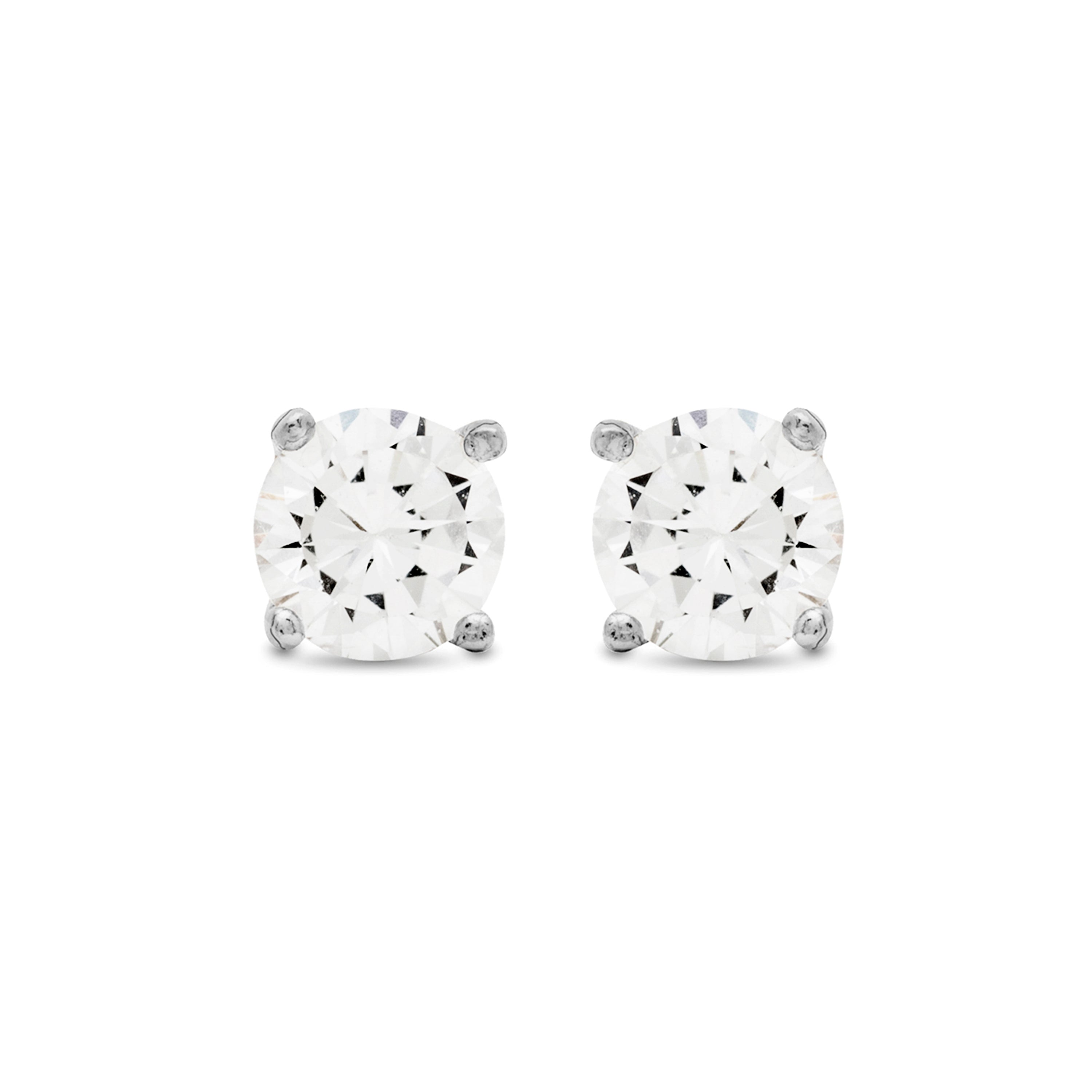 Brincos de Prata de Lei 925 de 5mm com Zircónia acabados em ródio - Básico