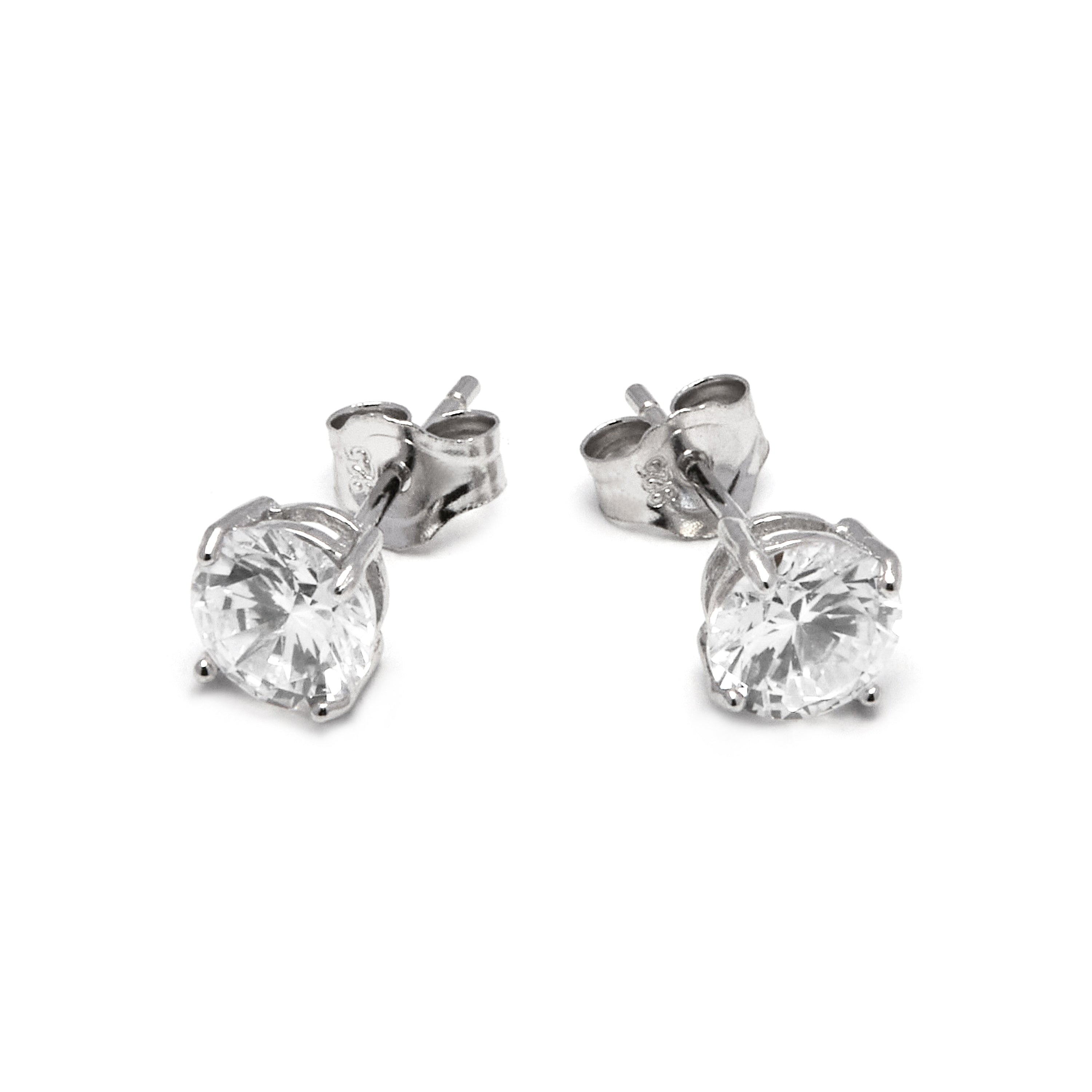 Orecchini in argento sterling 925 da 5mm con zircone finitura in rodio - Base