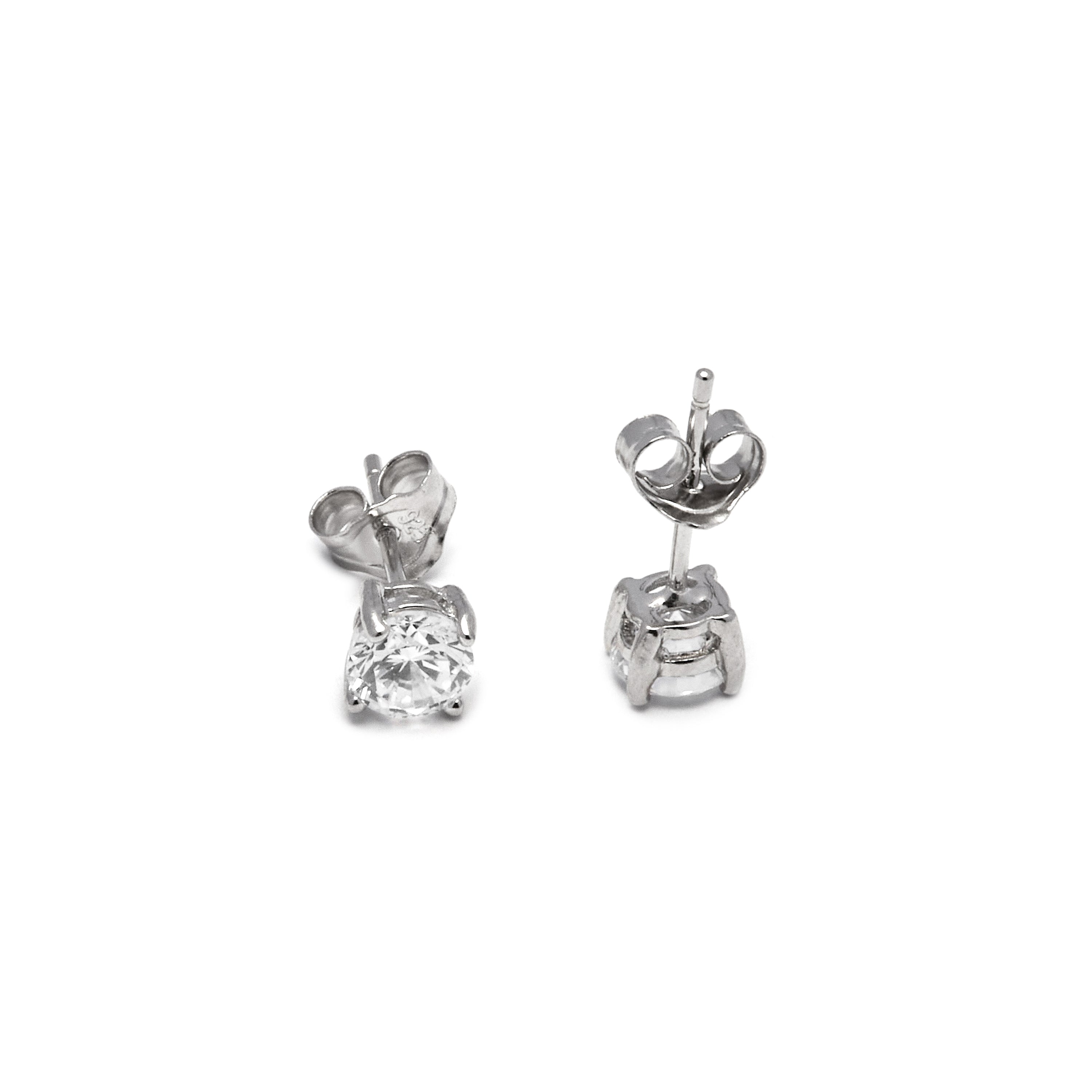 Orecchini in argento sterling 925 da 5mm con zircone finitura in rodio - Base
